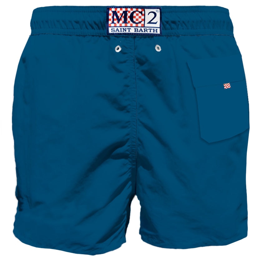 Shop Mc2 Saint Barth Blue Man Swim Shorts With Pocket