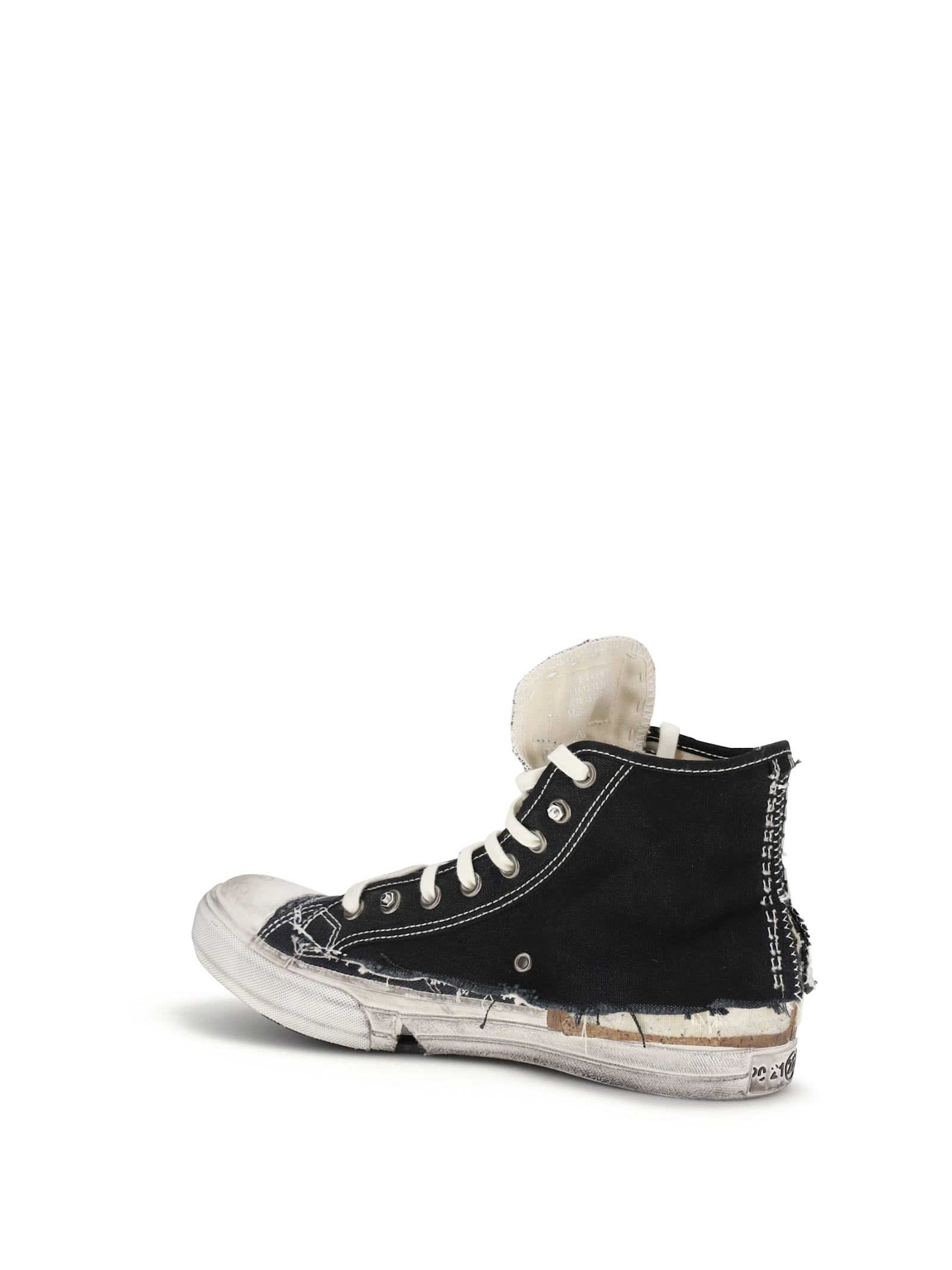 Maison Margiela Men High-top Sneakers With A Distressed Effect In Black