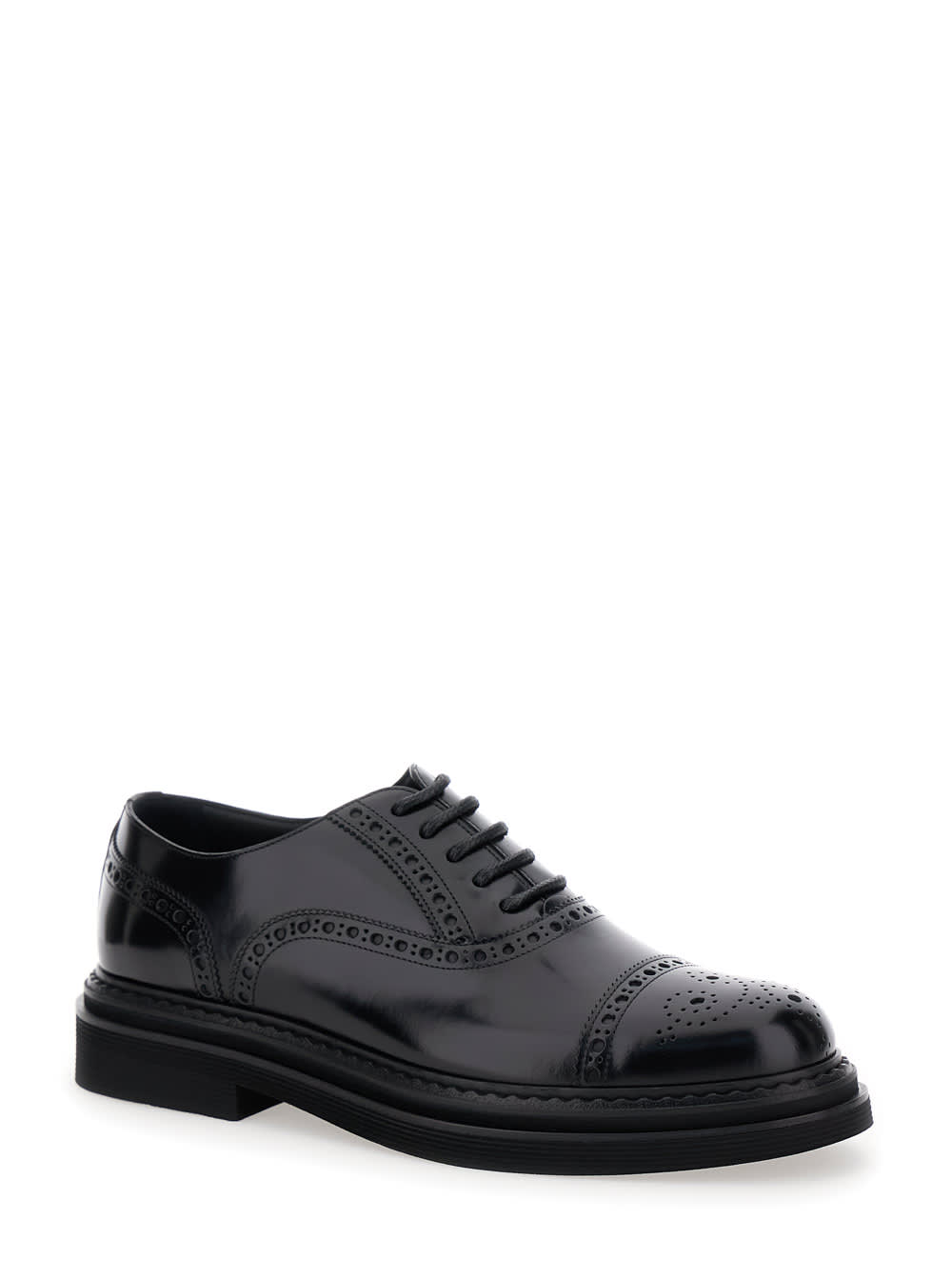 Shop Dolce & Gabbana Black Oxfords With Brogue Detailing In Leather Man