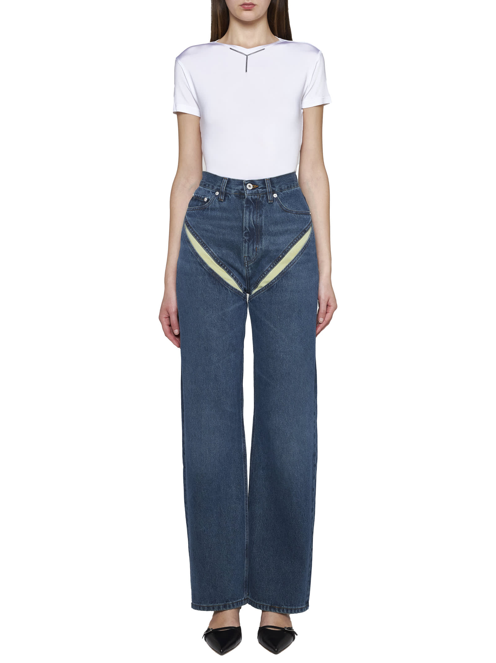 Shop Y/project Jeans In Evergreen Vintage Blue