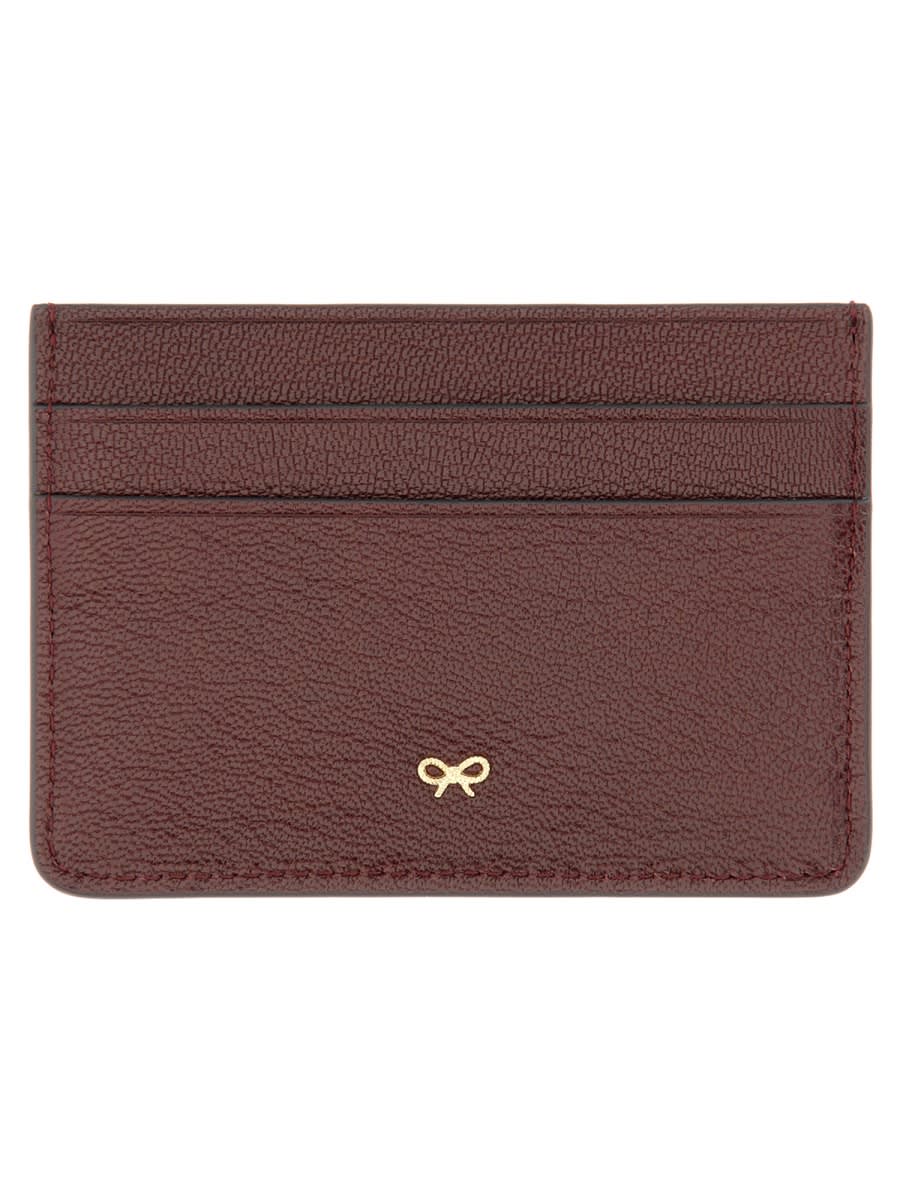 Shop Anya Hindmarch Leather Card Holder In Bordeaux