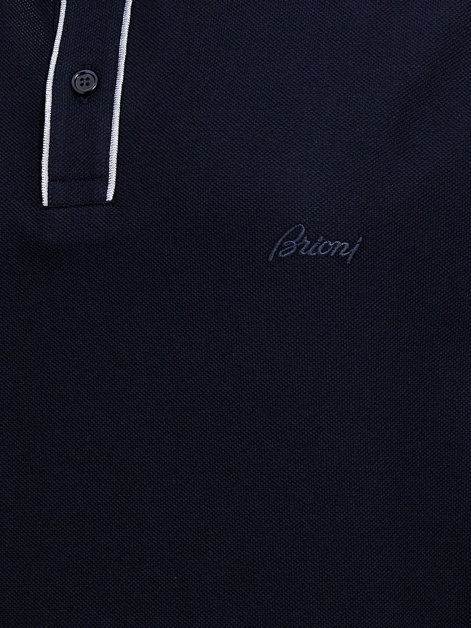 Shop Brioni Logo Embroidery Polo Shirt In Blue