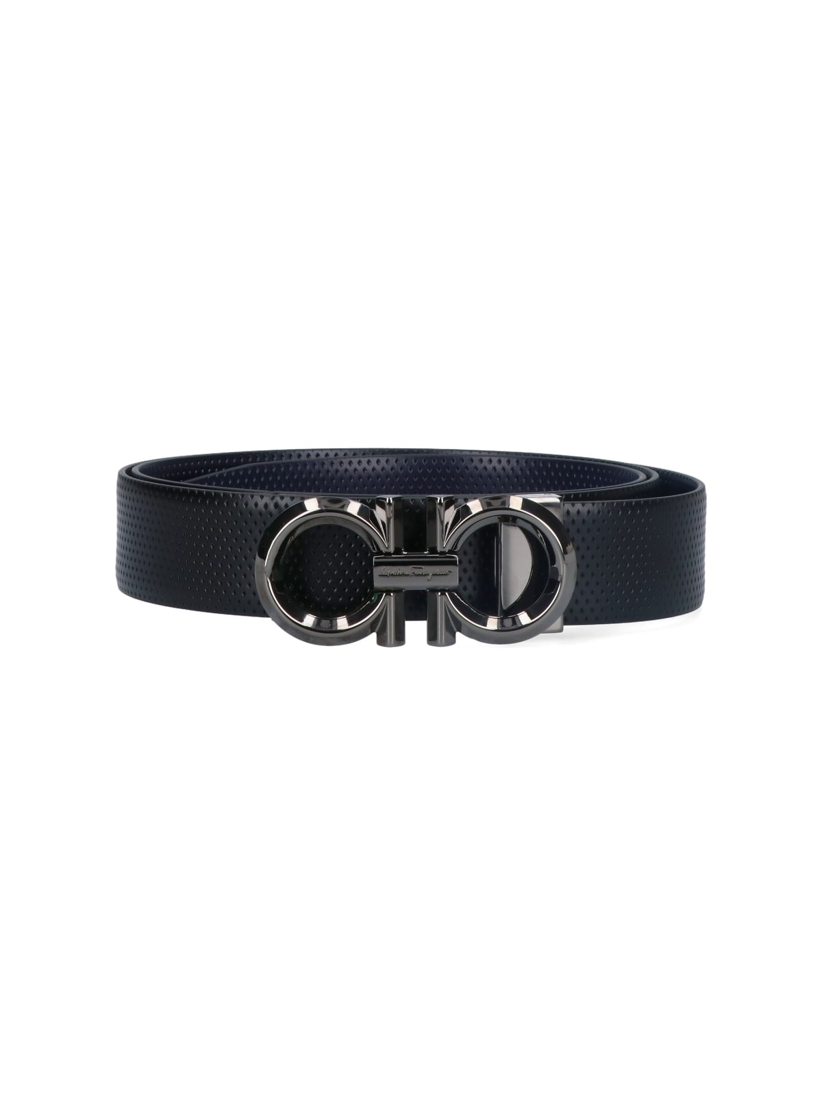 Shop Ferragamo Gancini Reversible Belt In Black