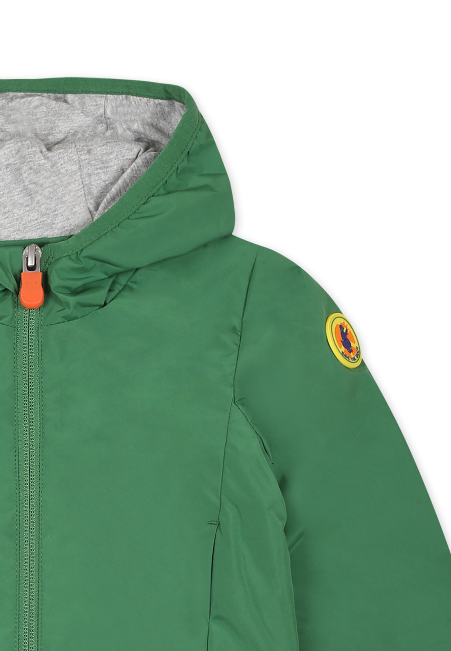 Save The Duck Green Windbreaker Jacket For Baby Boy With Logo In Green