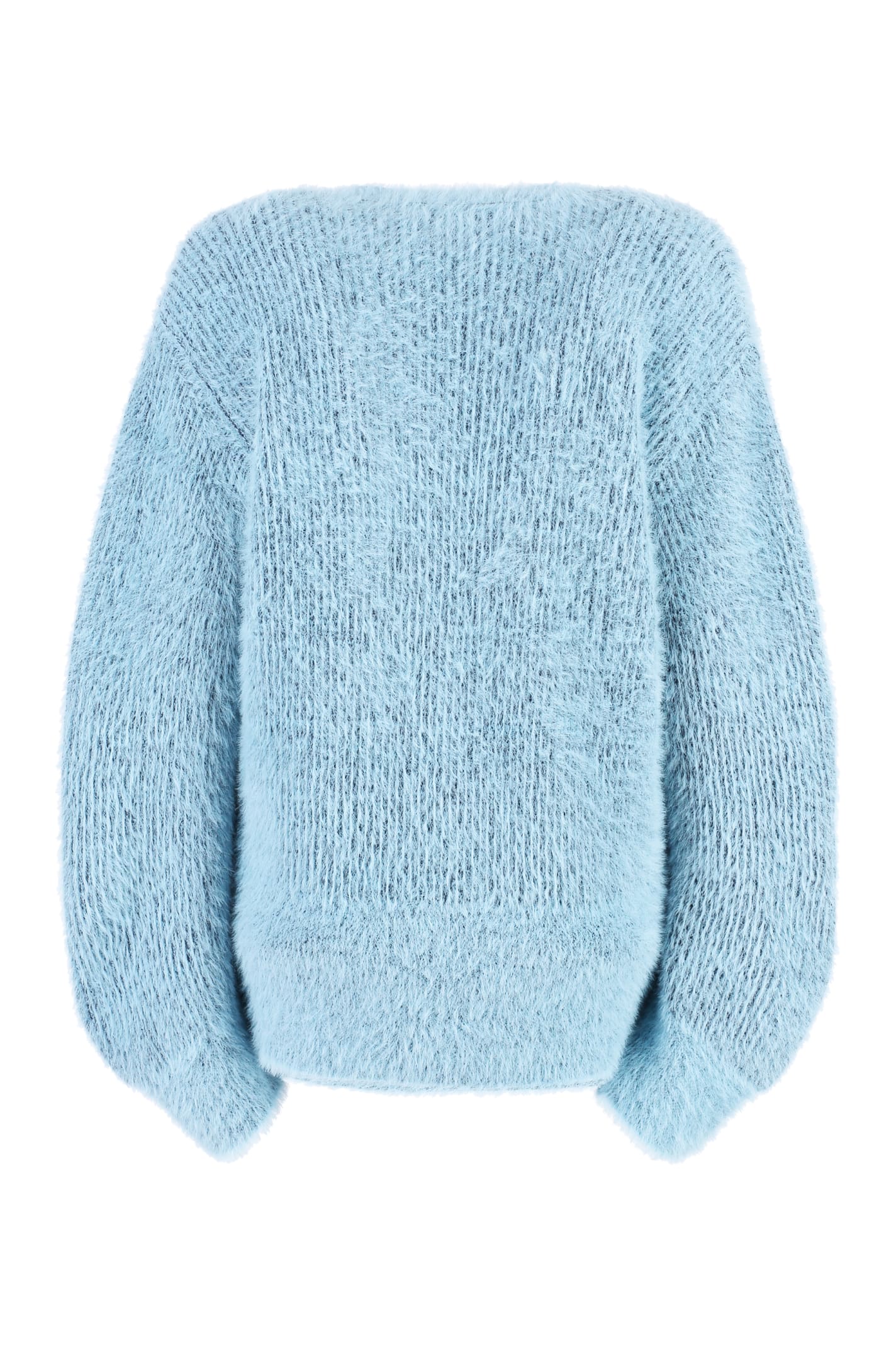 Shop Stella Mccartney Wool Blend Knit Cardigan In Light Blue