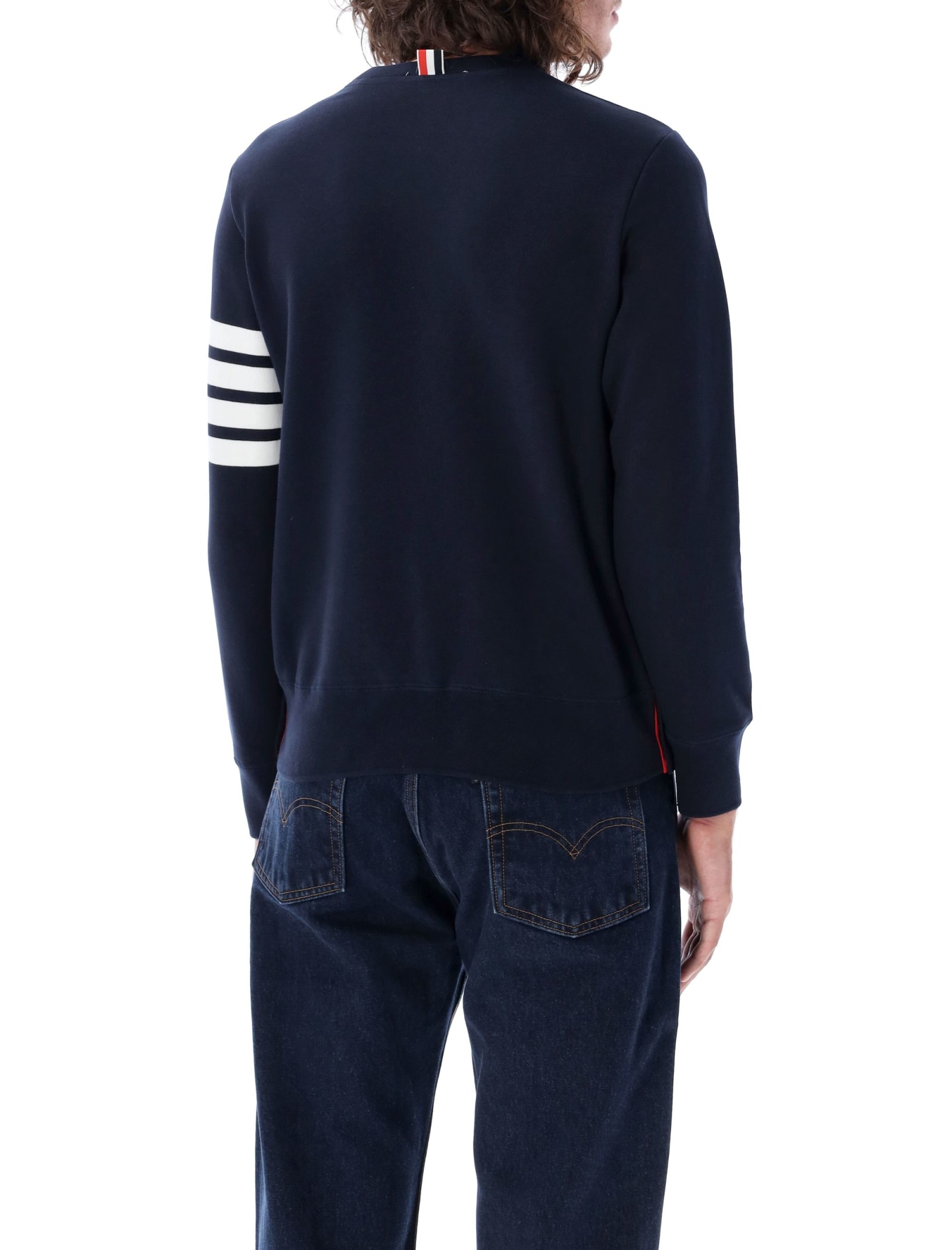 Shop Thom Browne Classic Crewneck In Navy