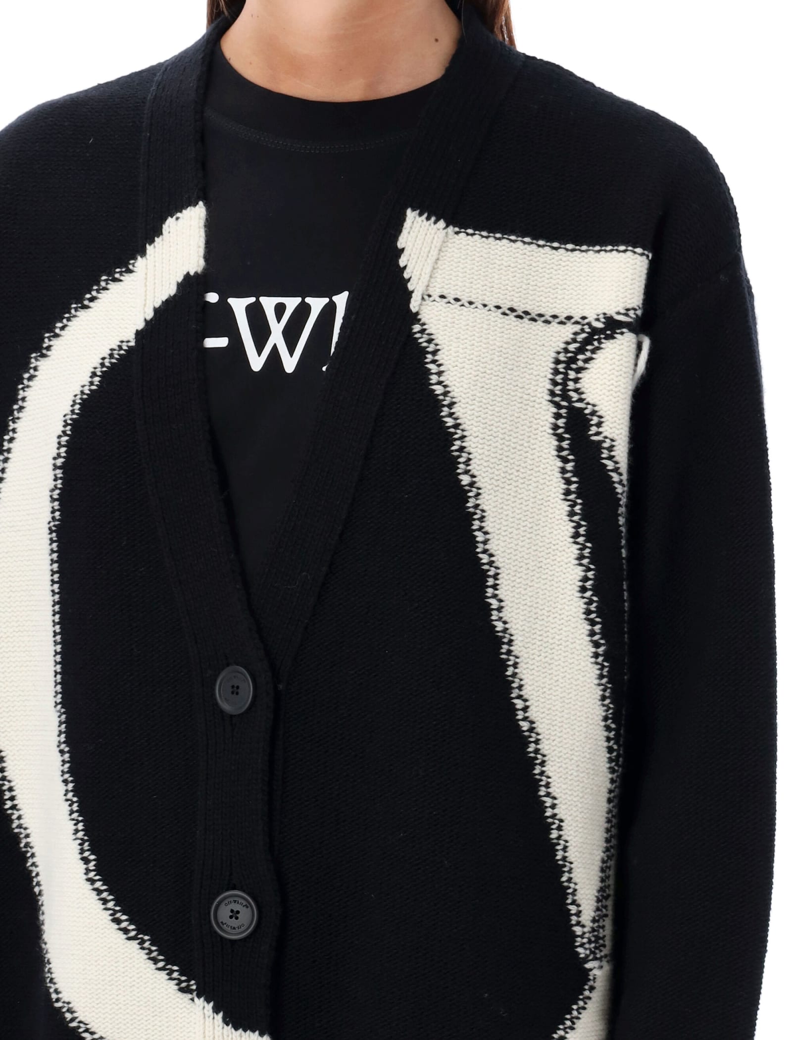 Shop Off-white Ow Maxi Logo Cardigan In Black