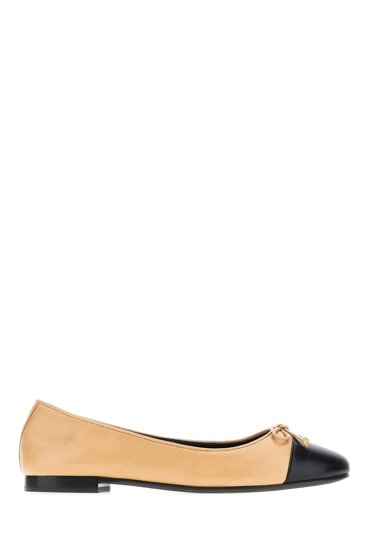 Tory Burch Two-tone Leather Cap-toe Ballerinas In 200