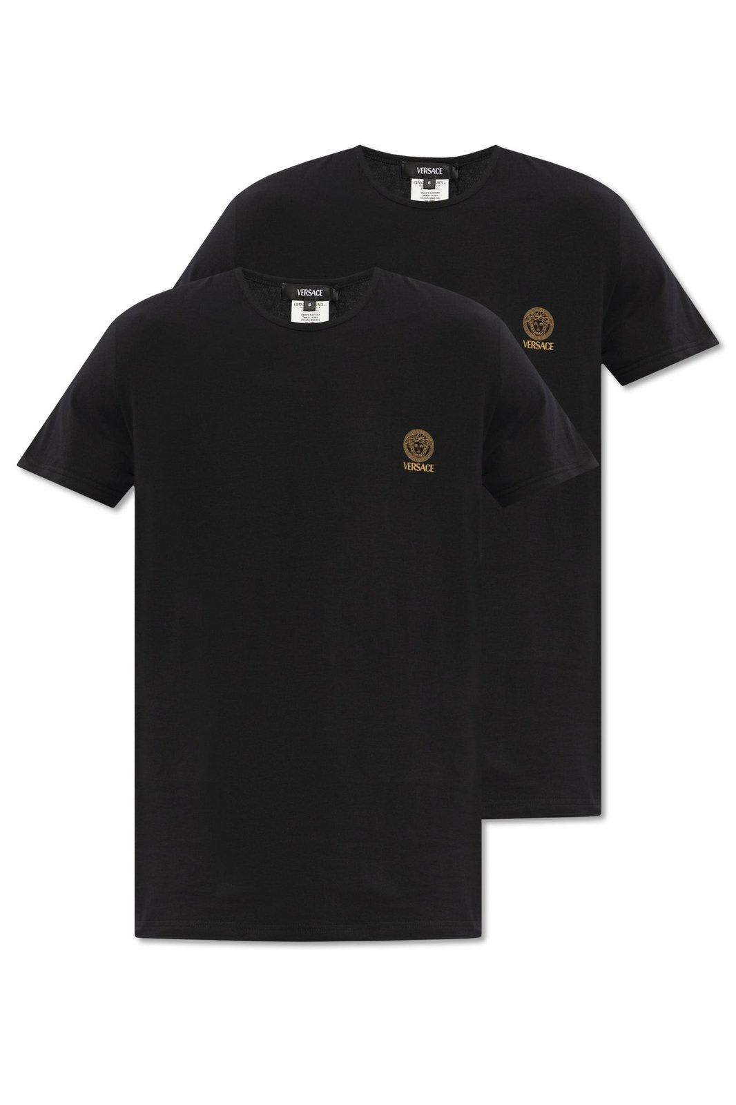 Versace 2-pack Crewneck T-shirts In Black