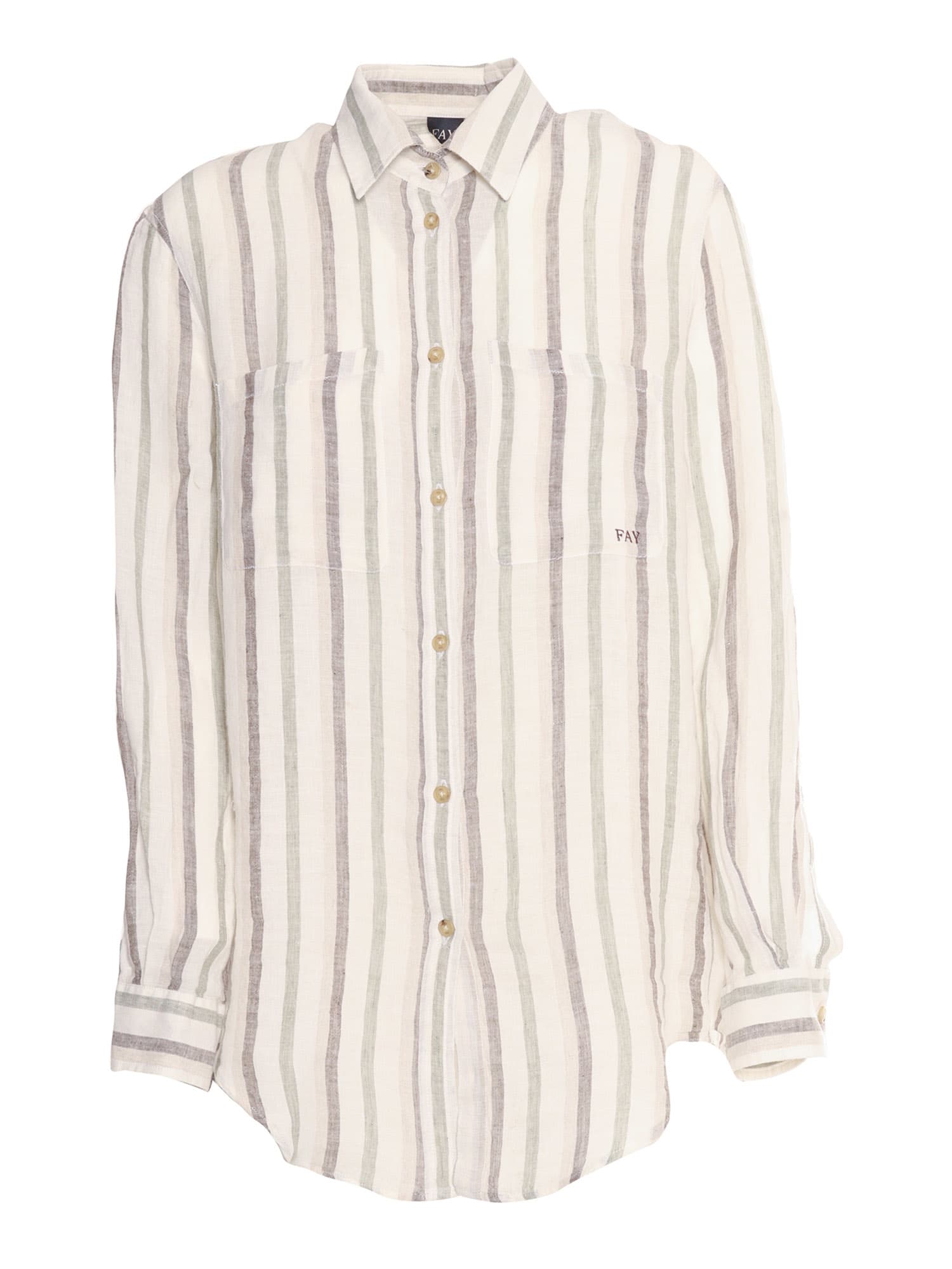 Fay Striped Shirt In Grey