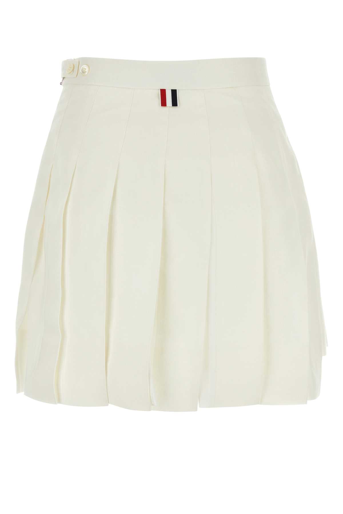 Thom Browne White Wool Skirt