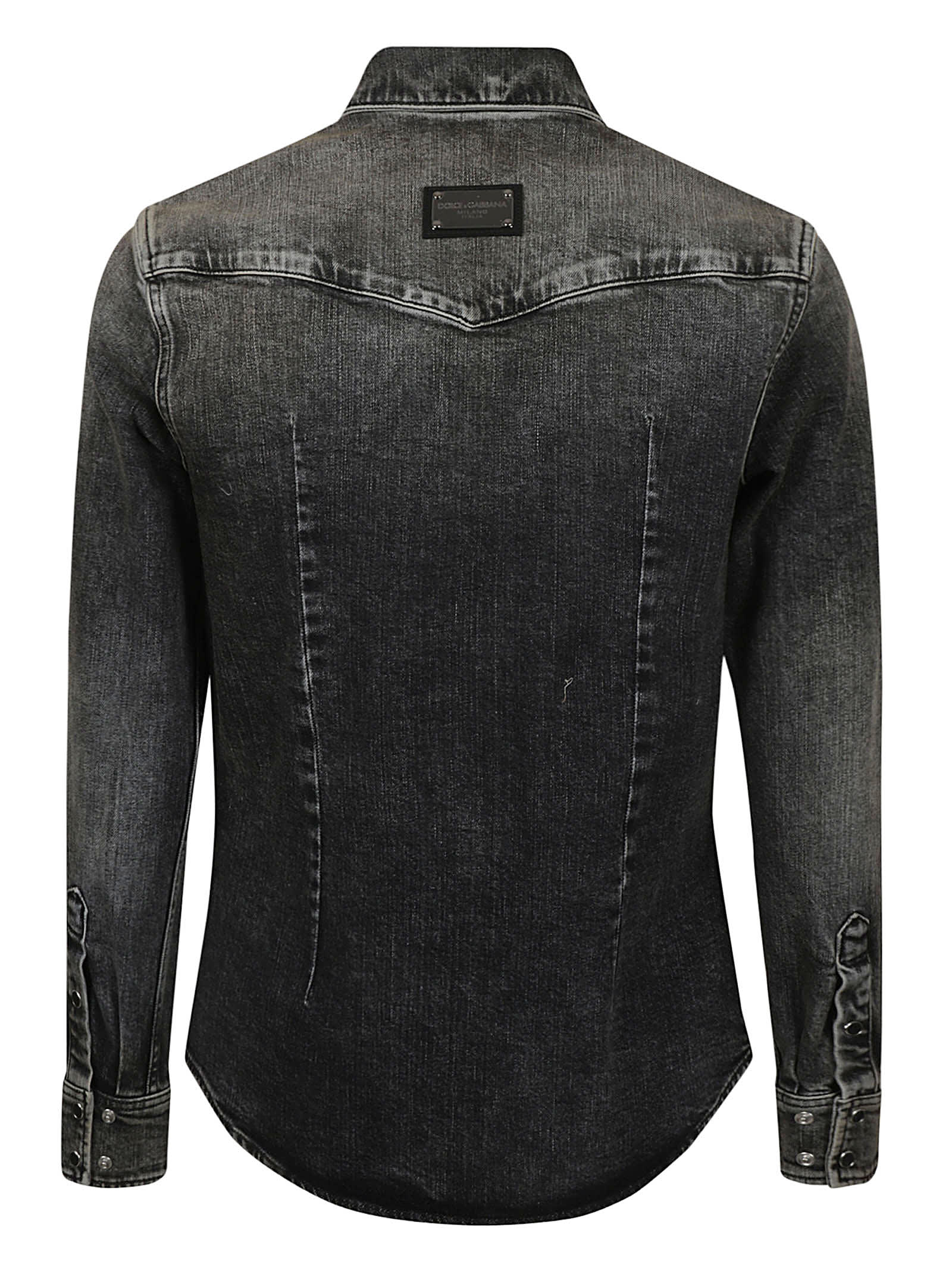 Shop Dolce & Gabbana Stonewashed Round Hem Denim Shirt In Variante Abbinata