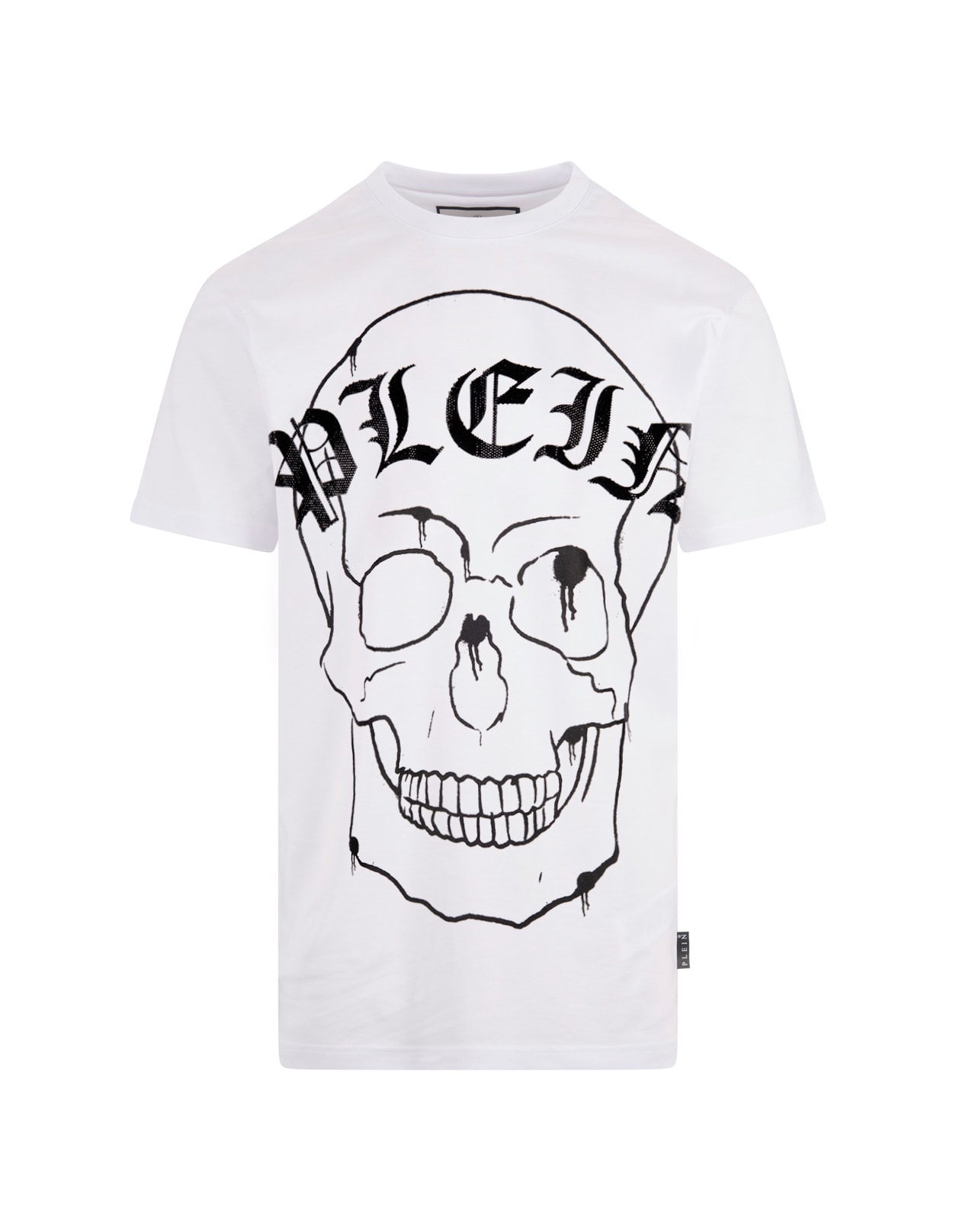 Shop Philipp Plein Skull Round Neck Ss T-shirt In White