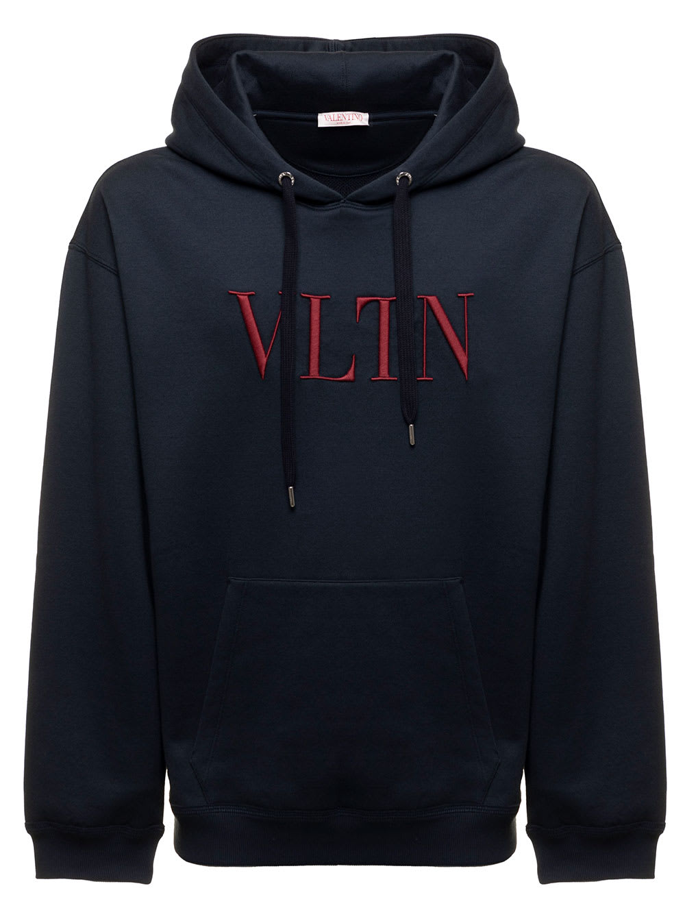 Valentino Mans Blue Cotton Jersey Sweatshirt With Embroidered Vltn Logo