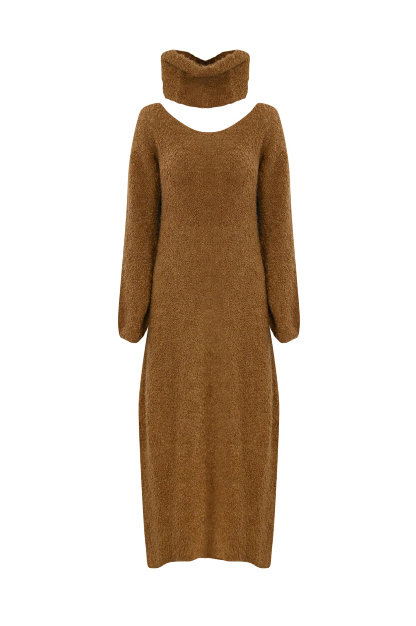 Long Alpaca Dress With Detachable Collar