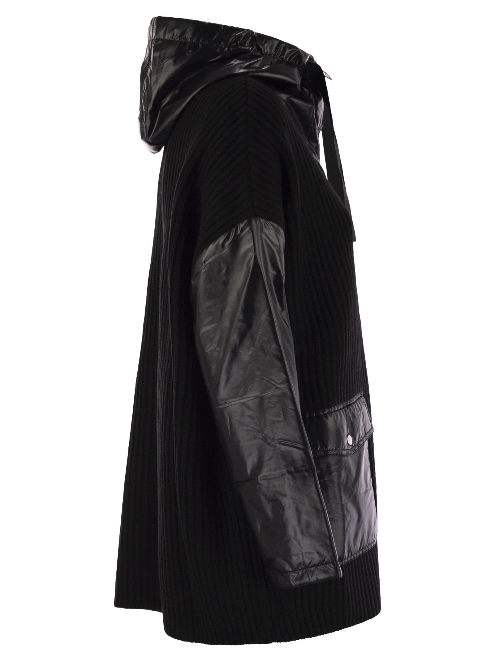 Herno Resort Jacket In Wool And Ultralight Nylon In Black