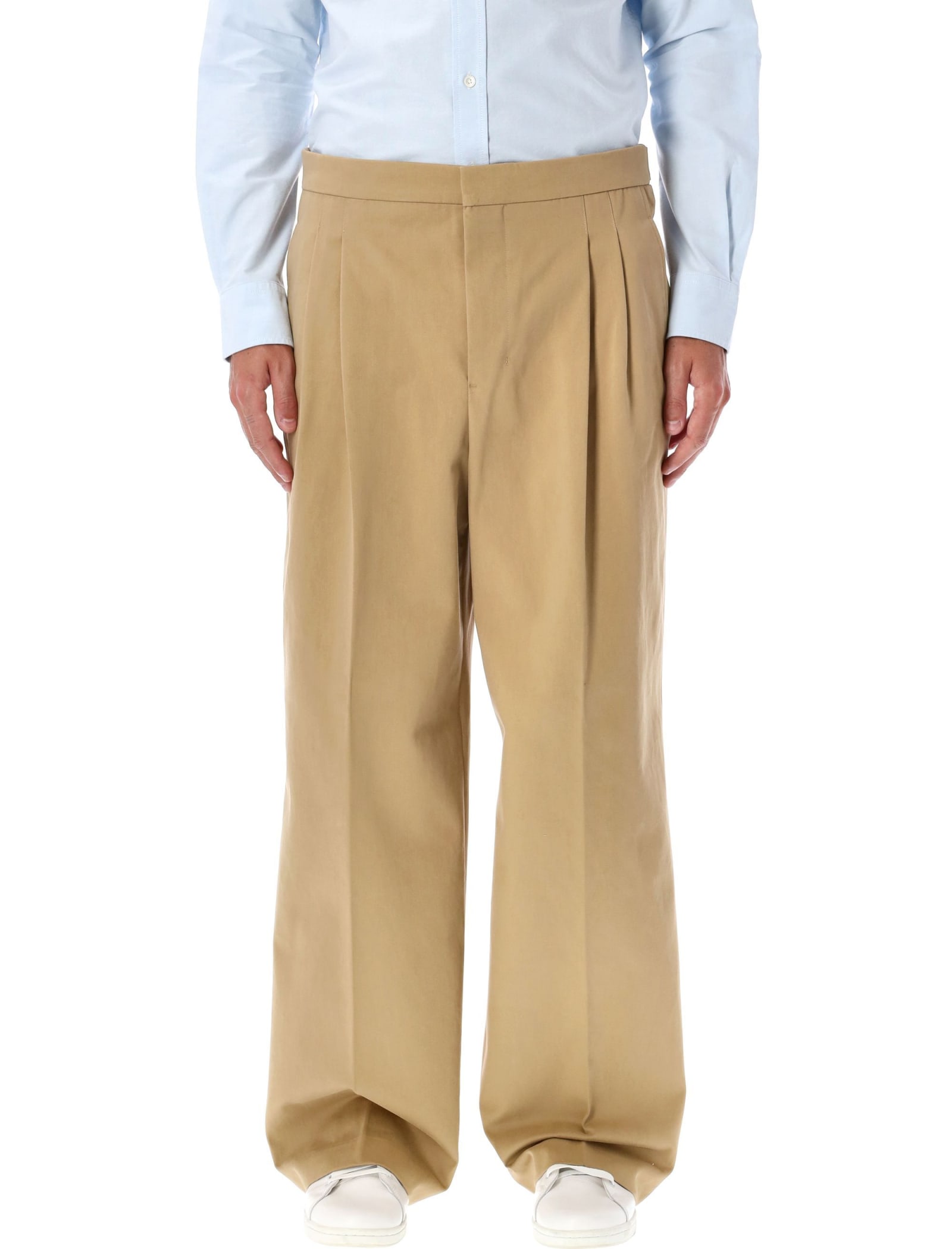 Shop Ami Alexandre Mattiussi Large Fit Trousers In Sand