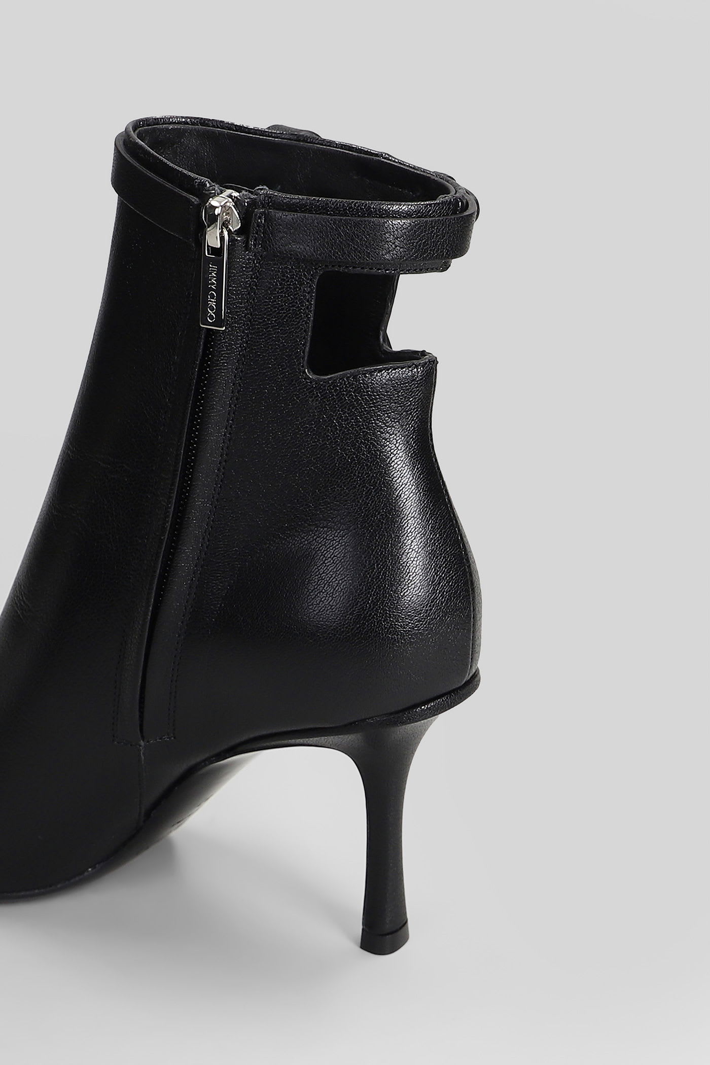 Jimmy Choo Camie Ab 85 High Heels Ankle Boots In Black Leather In Black