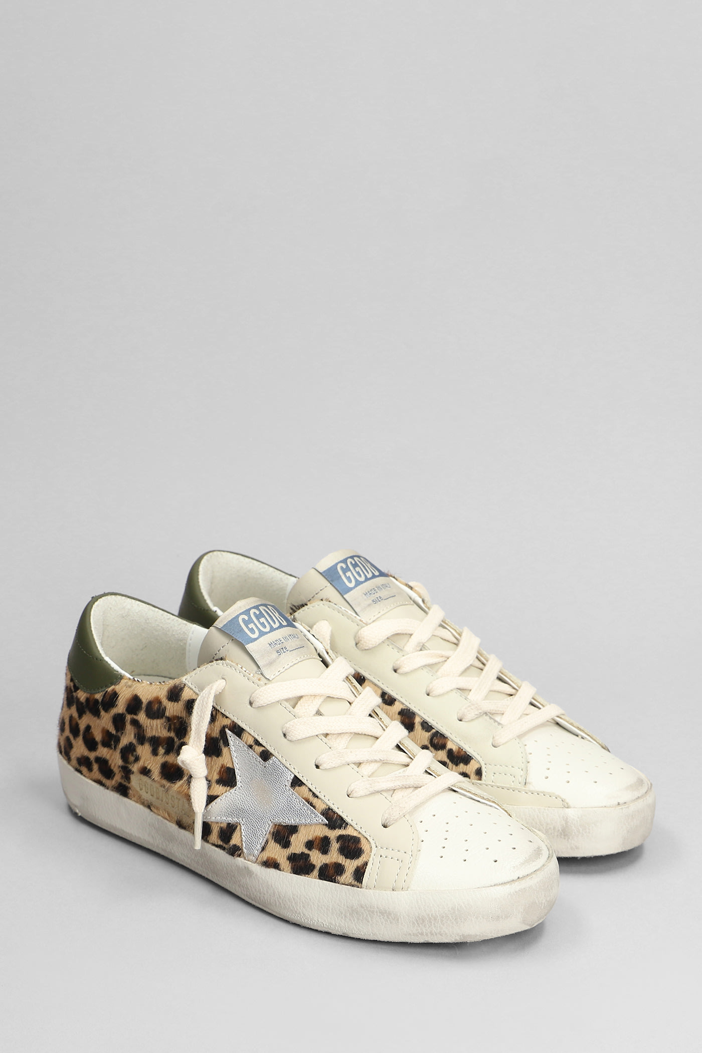 Golden Goose Soul-star Distressed Leather-trimmed Leopard-print Calf Hair Sneakers In Beige Brown Black Silver Olive