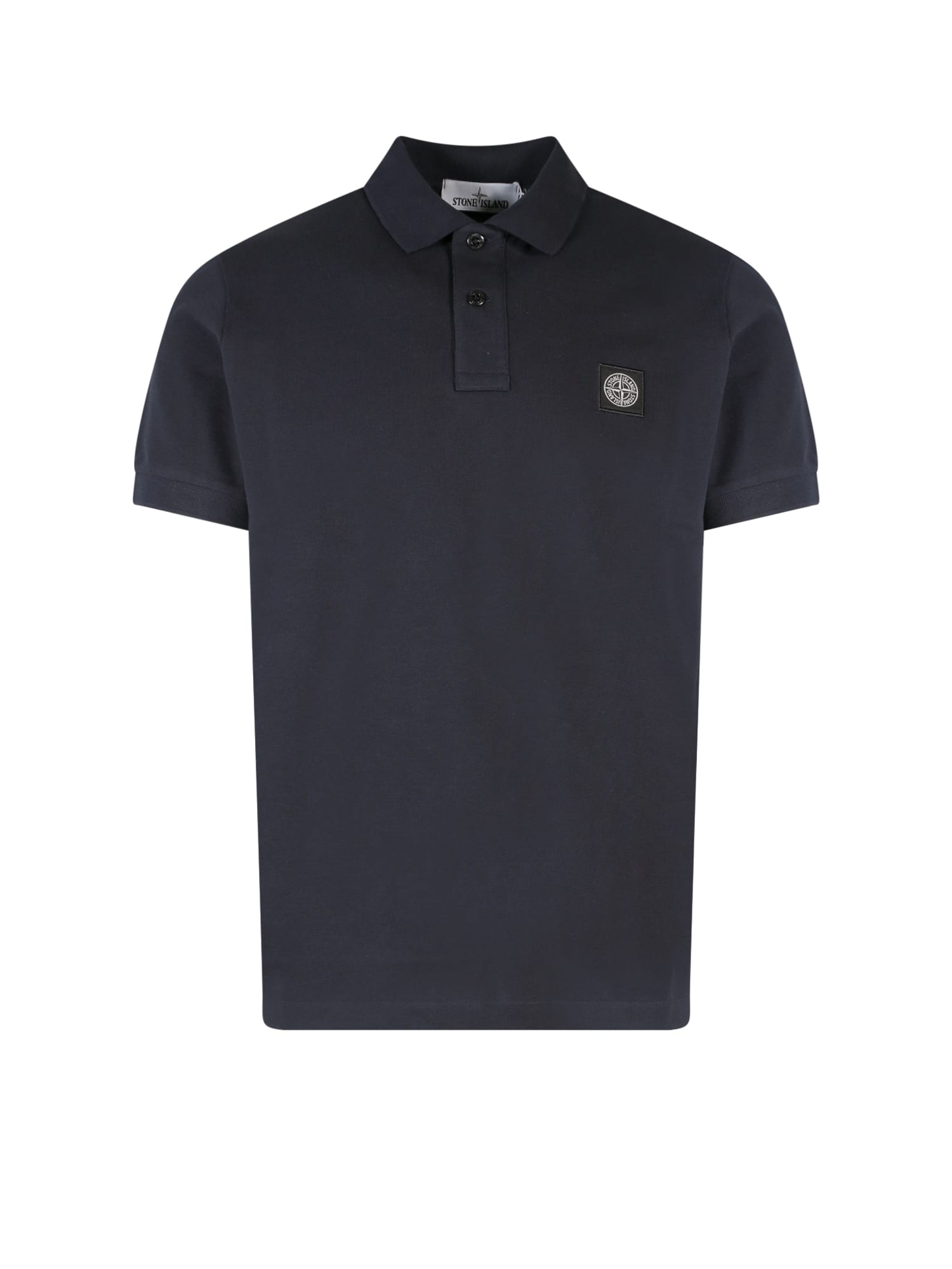 STONE ISLAND BLUE POLO WITH PATCH LOGO IN STRETCH COTTON MAN