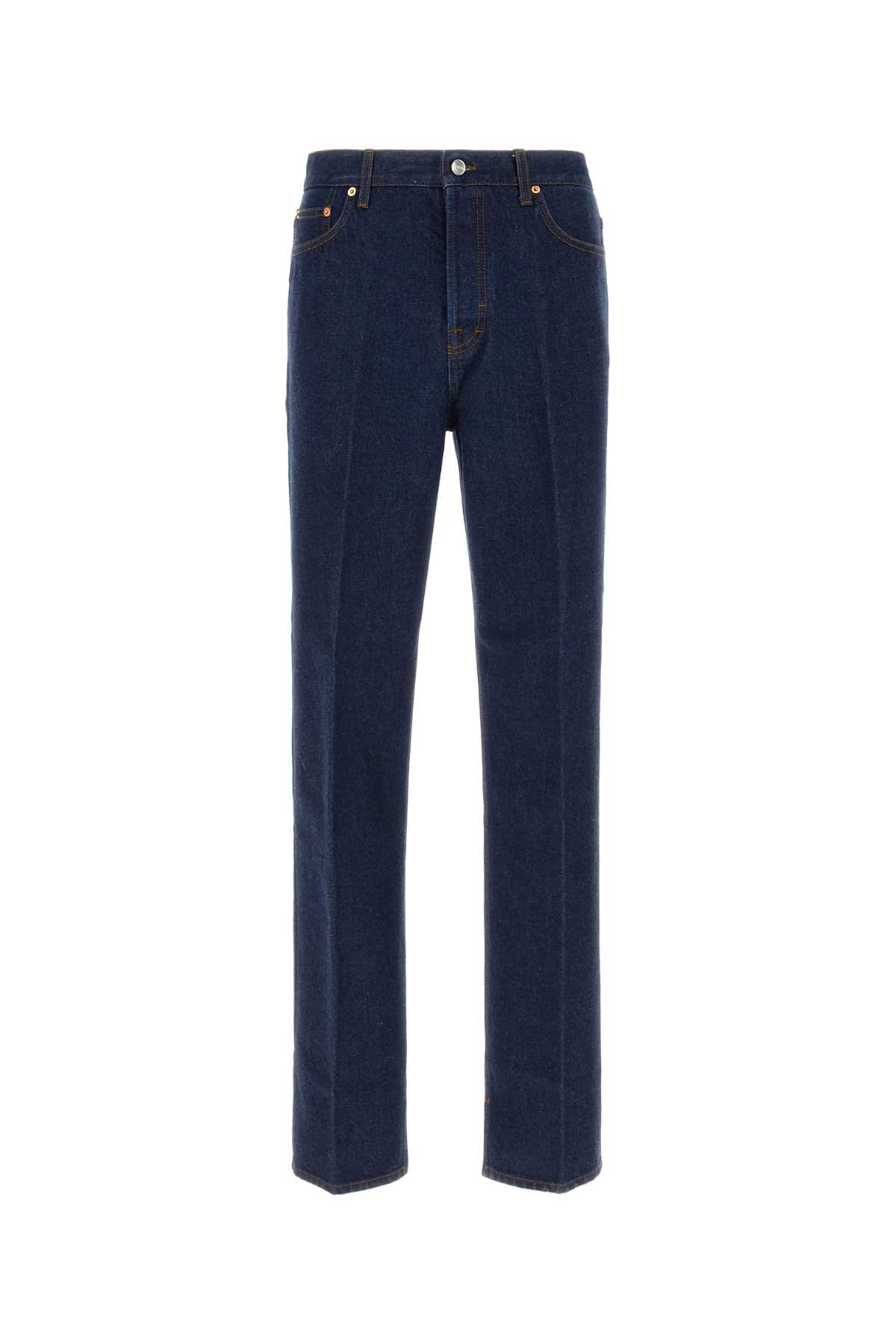 Shop Gucci Dark Blue Denim Jeans In Darkblue