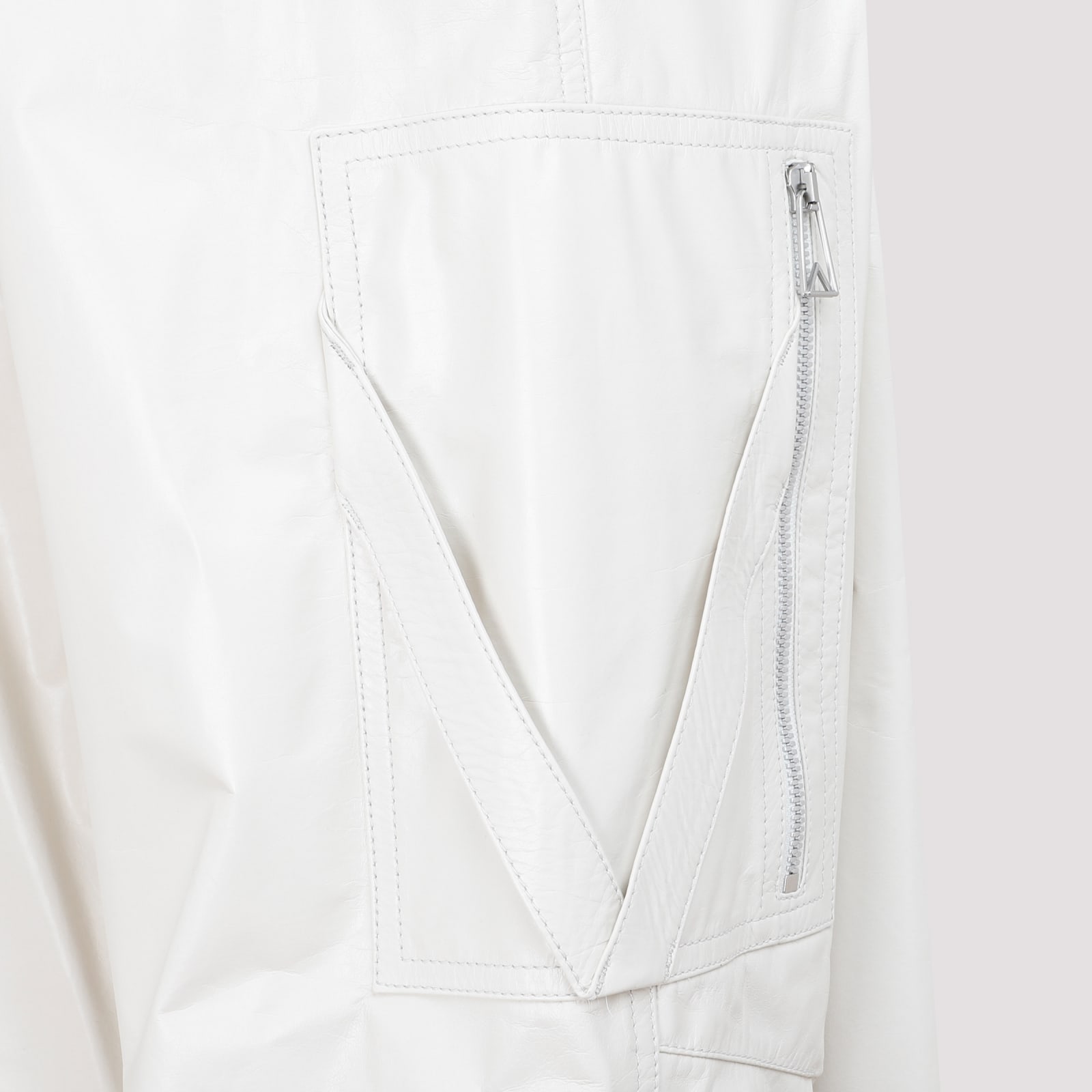 Bottega Veneta Popcorn White Leather Calf Pants In White