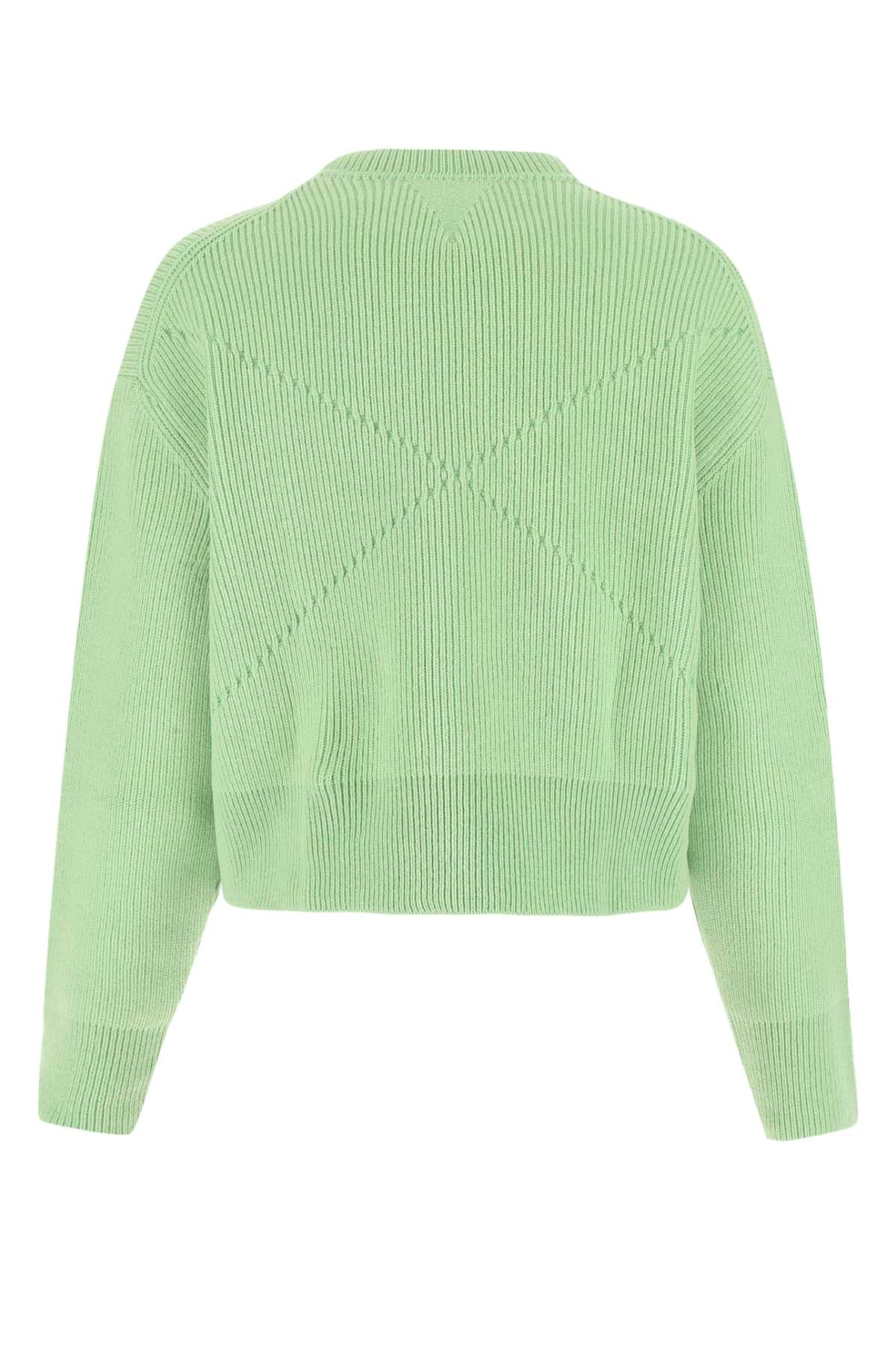 Shop Bottega Veneta Pastel Green Stretch Cashmere Blend Sweater In 3516