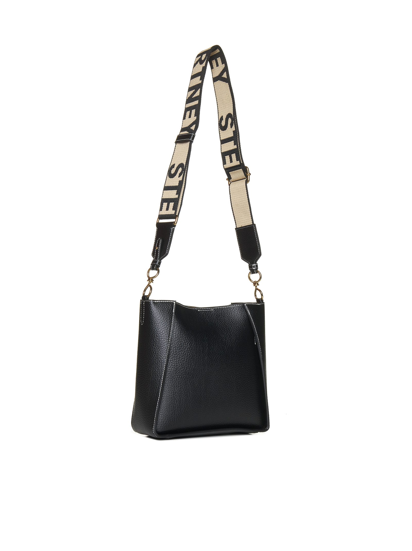Stella Mccartney Black Stella Logo Crossbody Bag In Black
