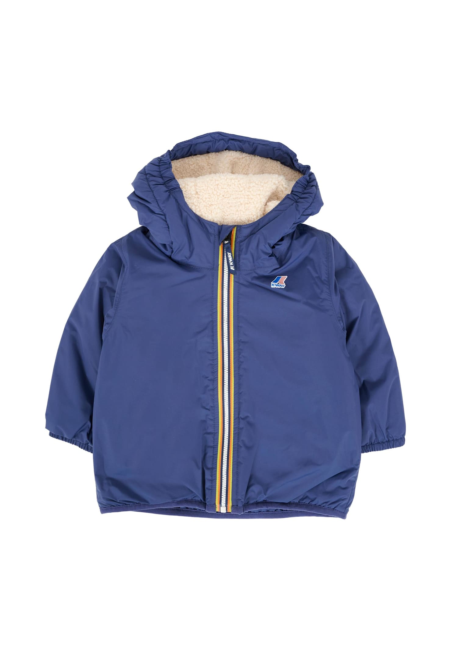 K-way Blue Jacket For Baby Boy With Logo In Blue