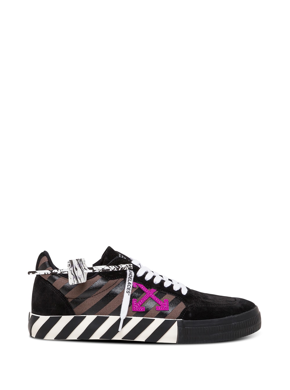 Off-White Low Vulcanized Black Leather And Fabric Sneakers