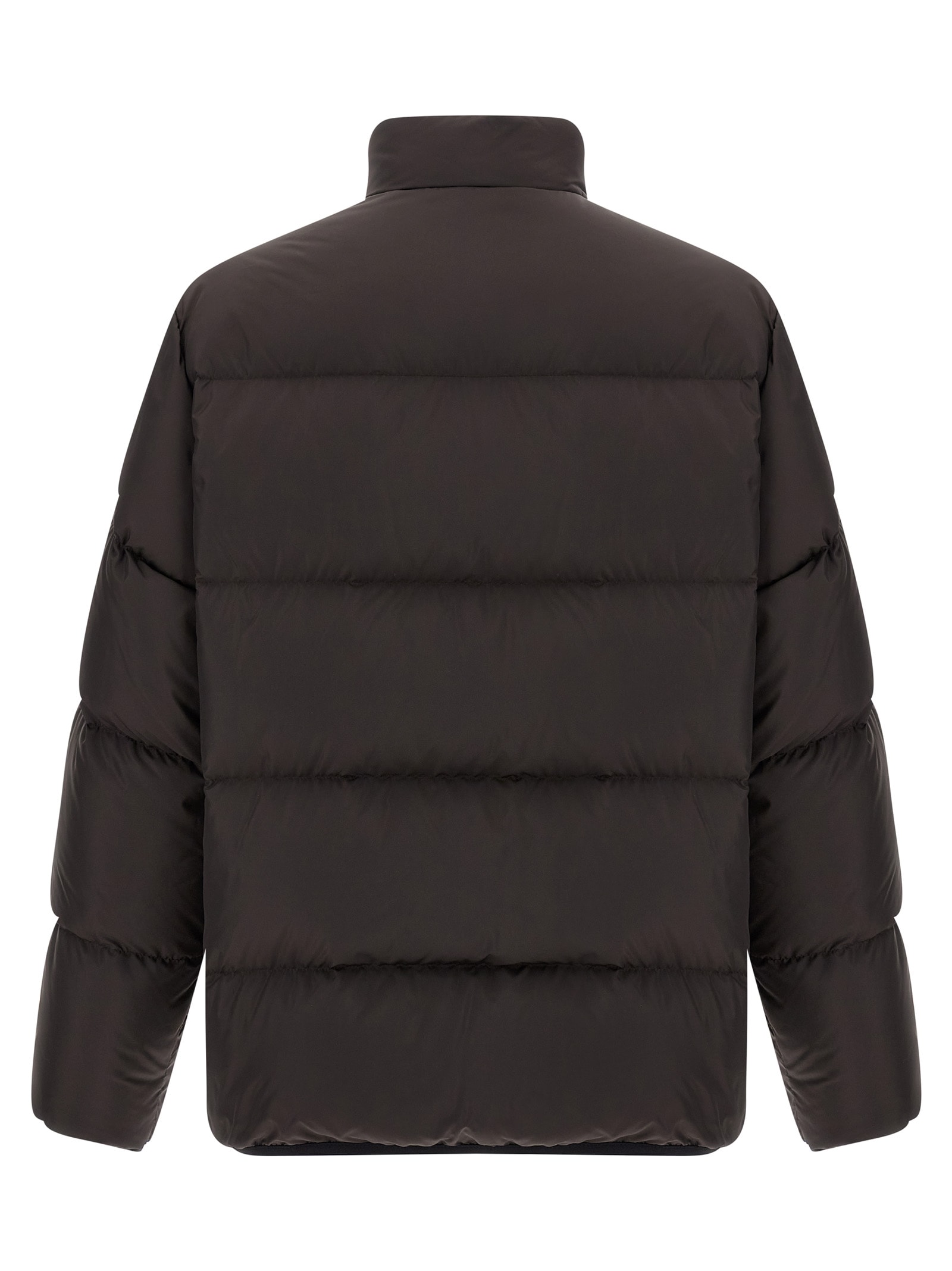Moncler Dark Brown Nylon Erterle Down Jacket In Black