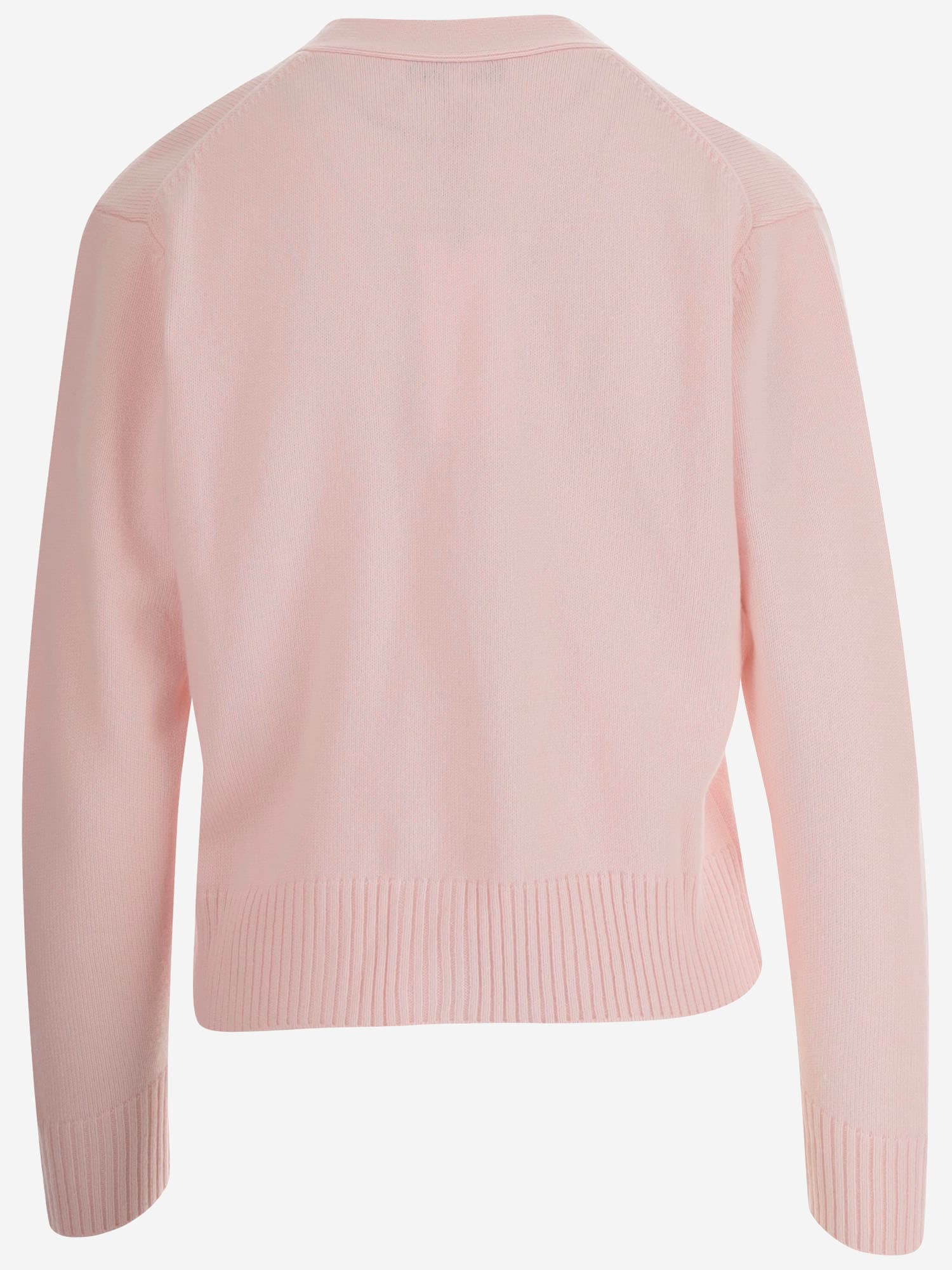 Shop Maison Kitsuné Wool And Cashmere Cardigan With Fox Embroidery In Pink