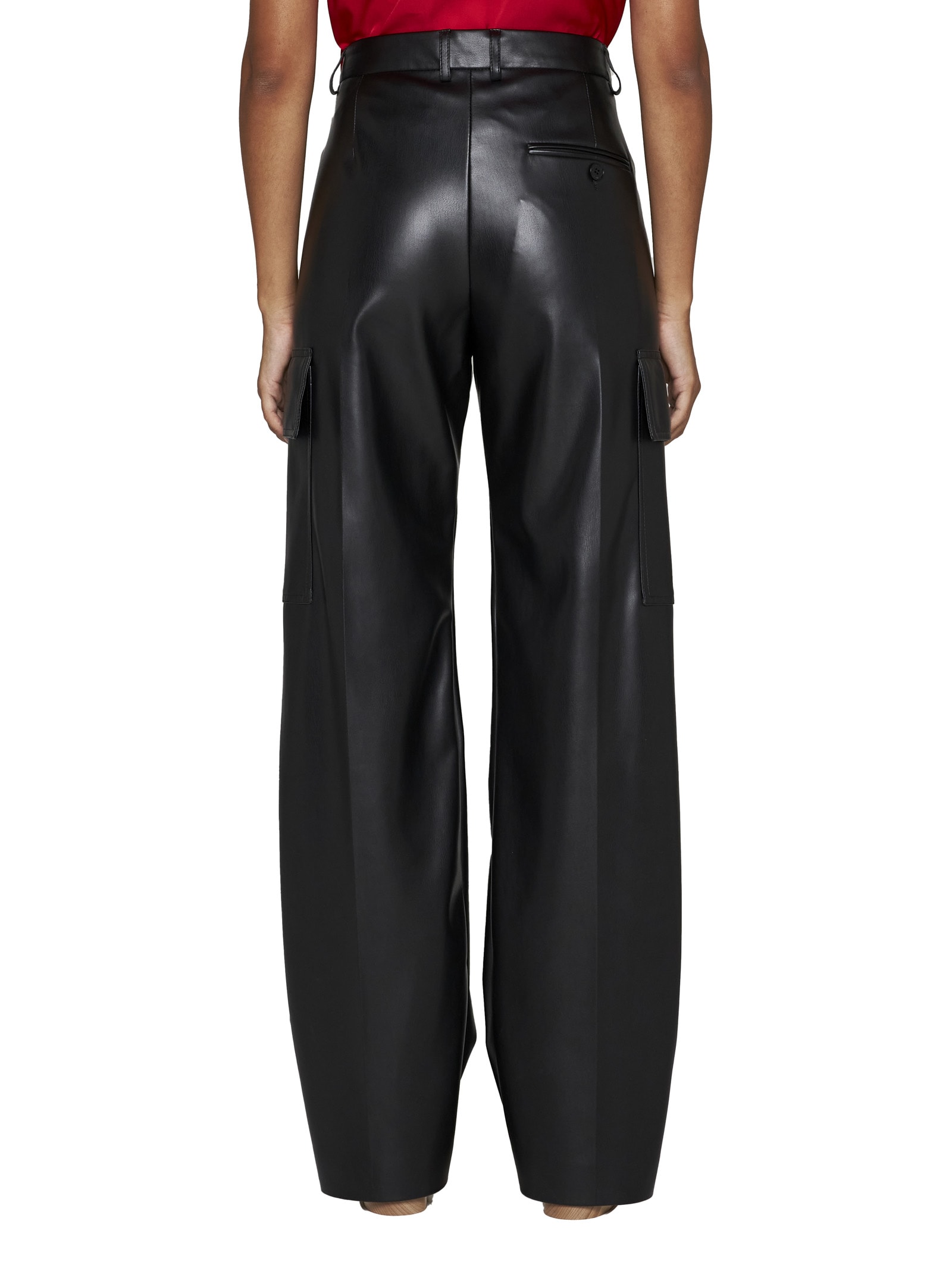 Stella Mccartney Vegetarian Leather Wide-leg Cargo Pants In Black