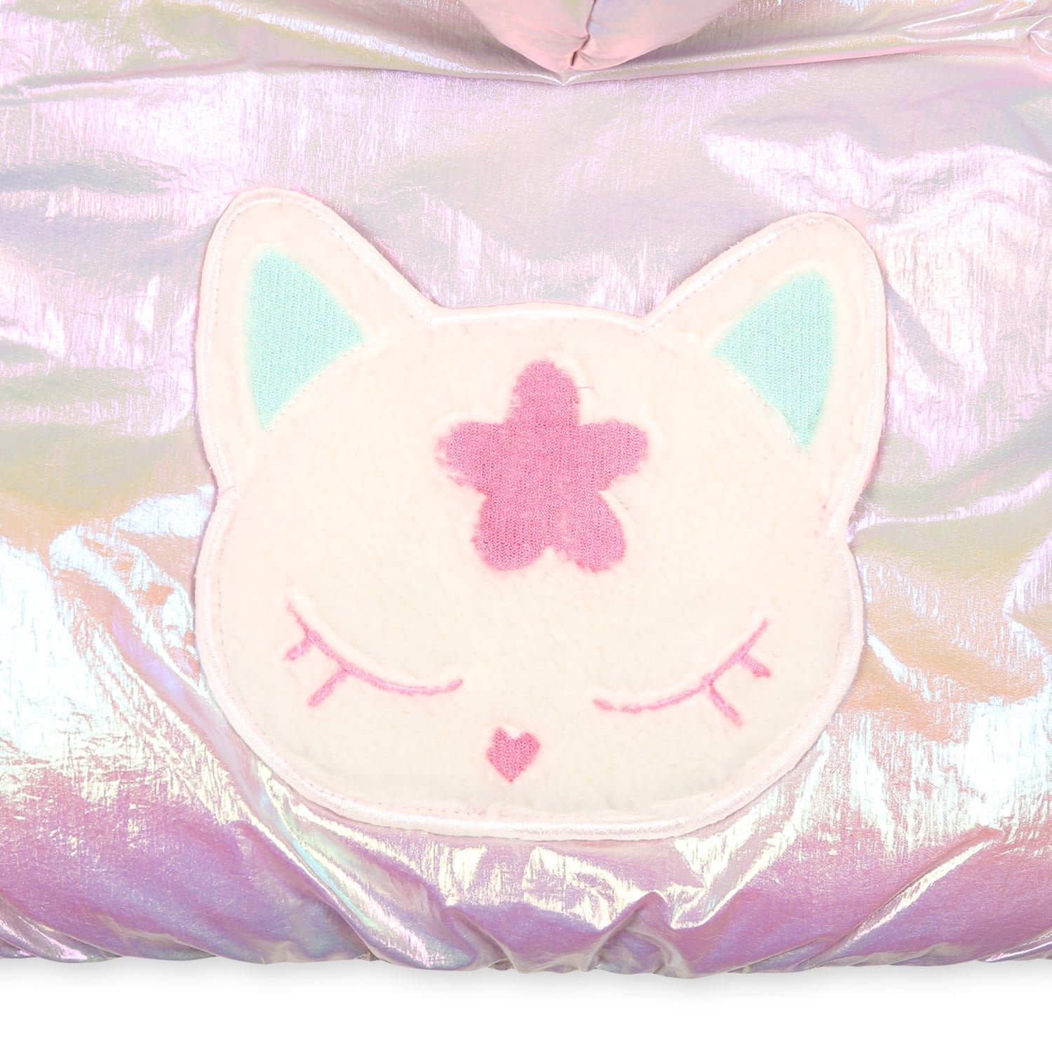 Billieblush Pink Down Jacket For Baby Girl With Cat In Pink
