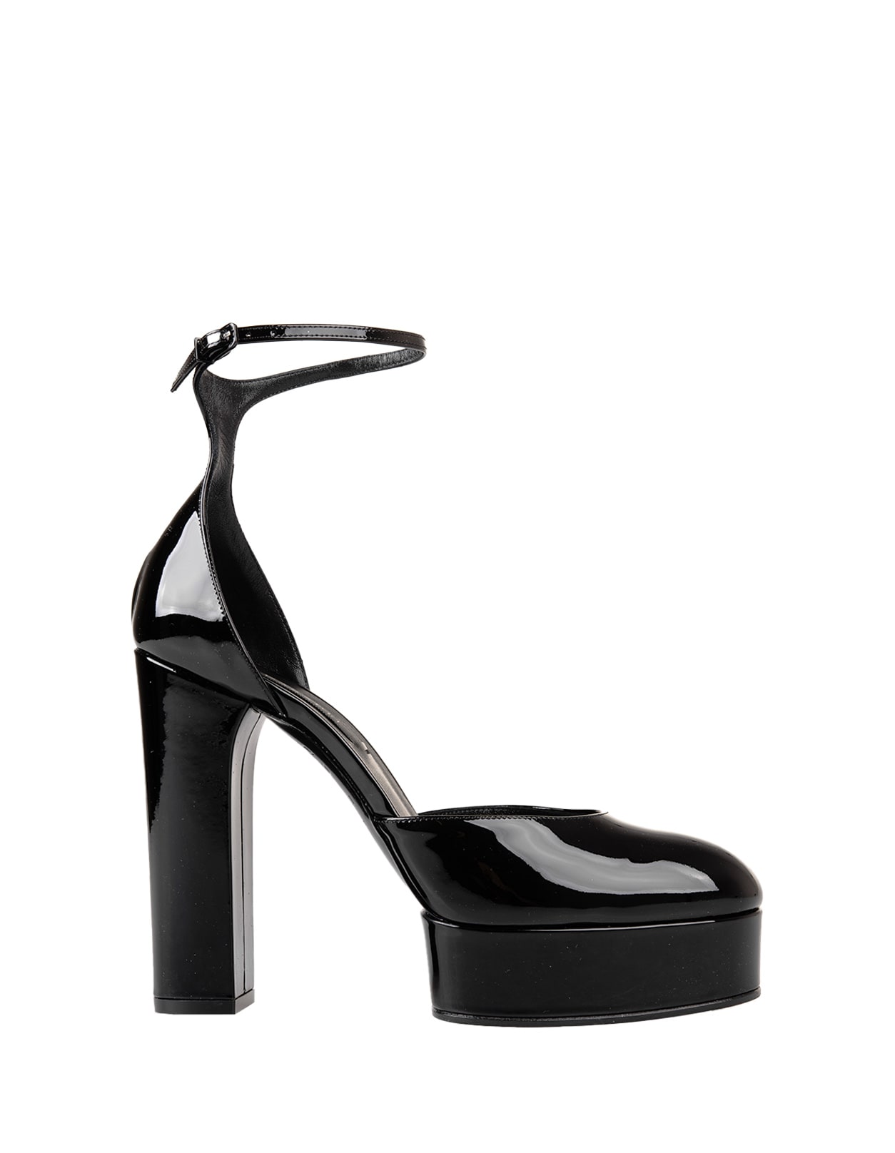 Shop Casadei Black Patent Leather Pumps With Platform In Tiffany/nero