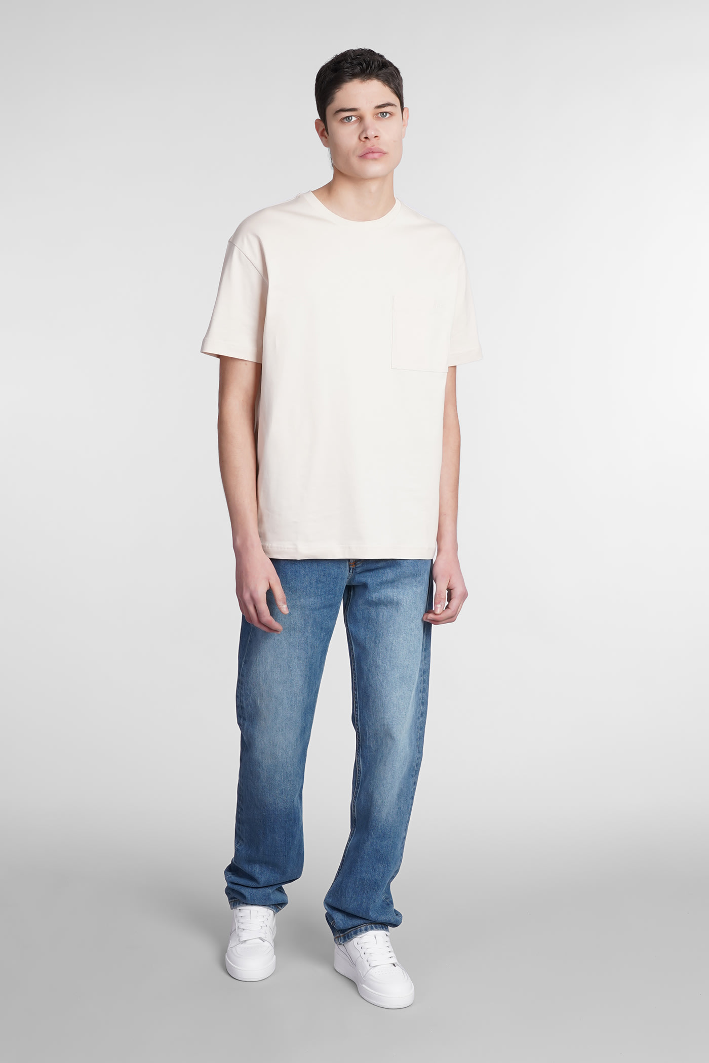 Shop Apc Dimitri T-shirt In Beige Cotton In Ecru