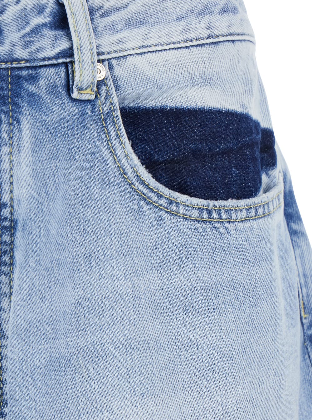 Icon Denim Light Blue Jeans With Cut-out Details On The Front And Wide Leg