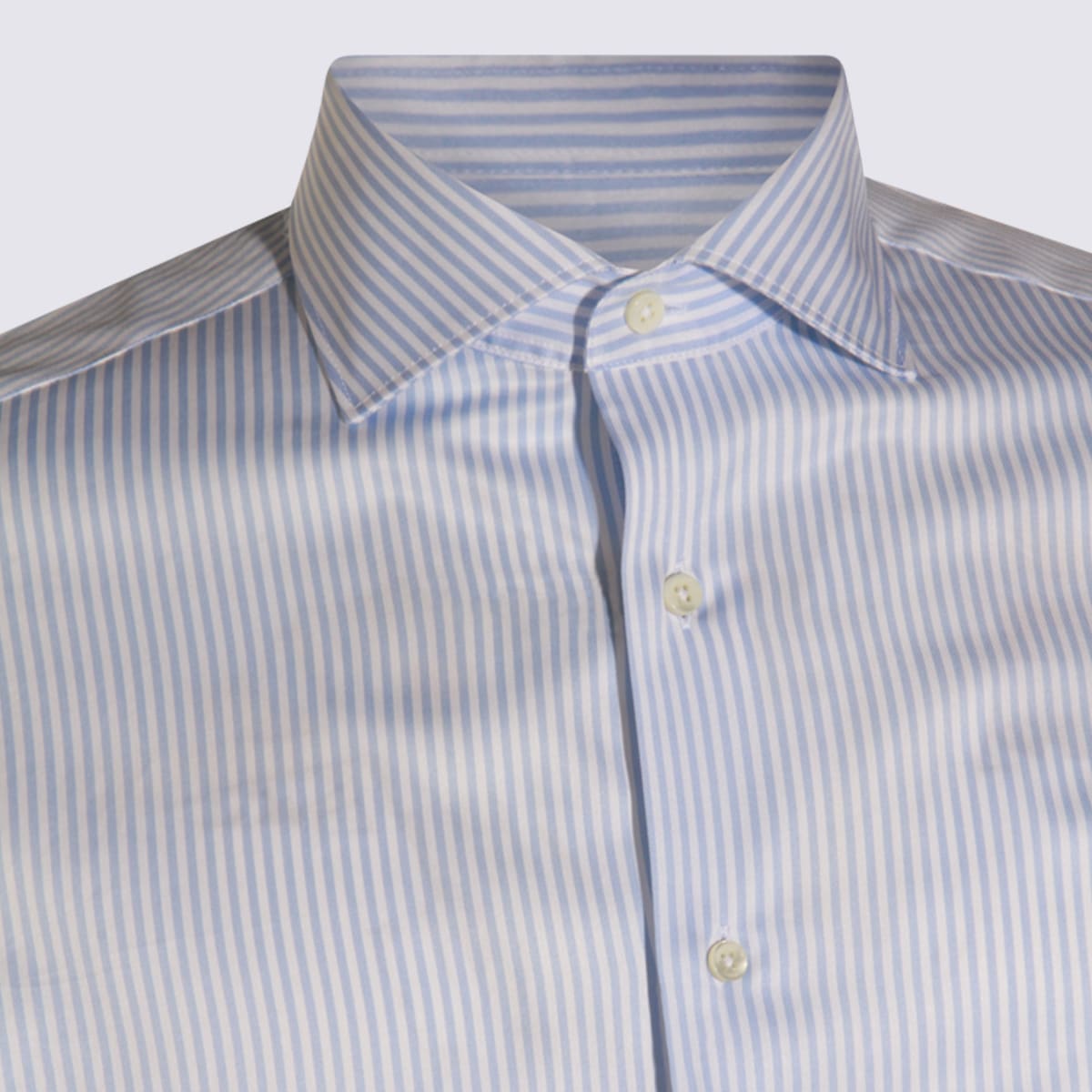 Canali Striped Long-sleeved Shirt In Blue