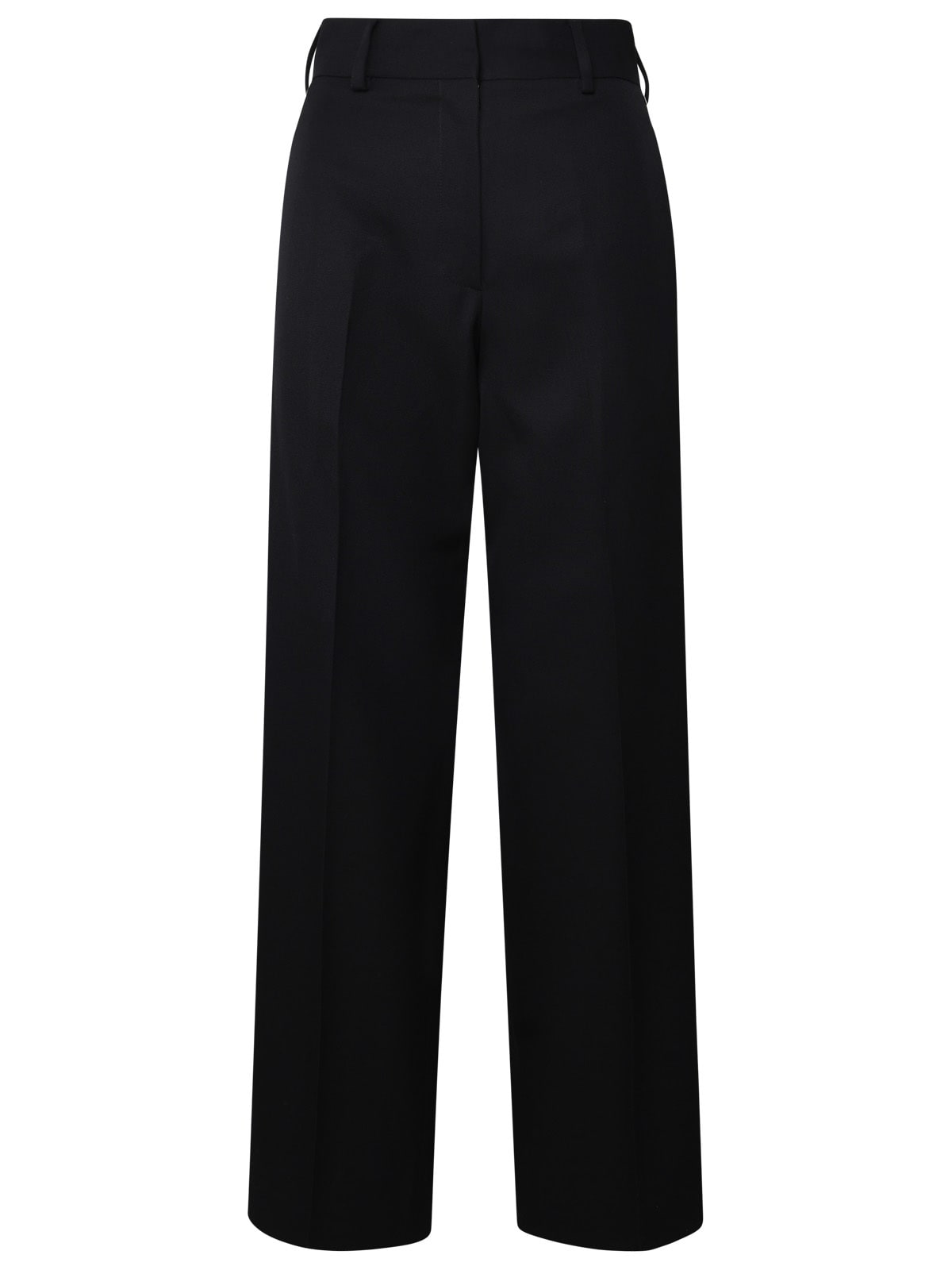 Shop Palm Angels Black Virgin Wool Blend Trousers In Nero/off White