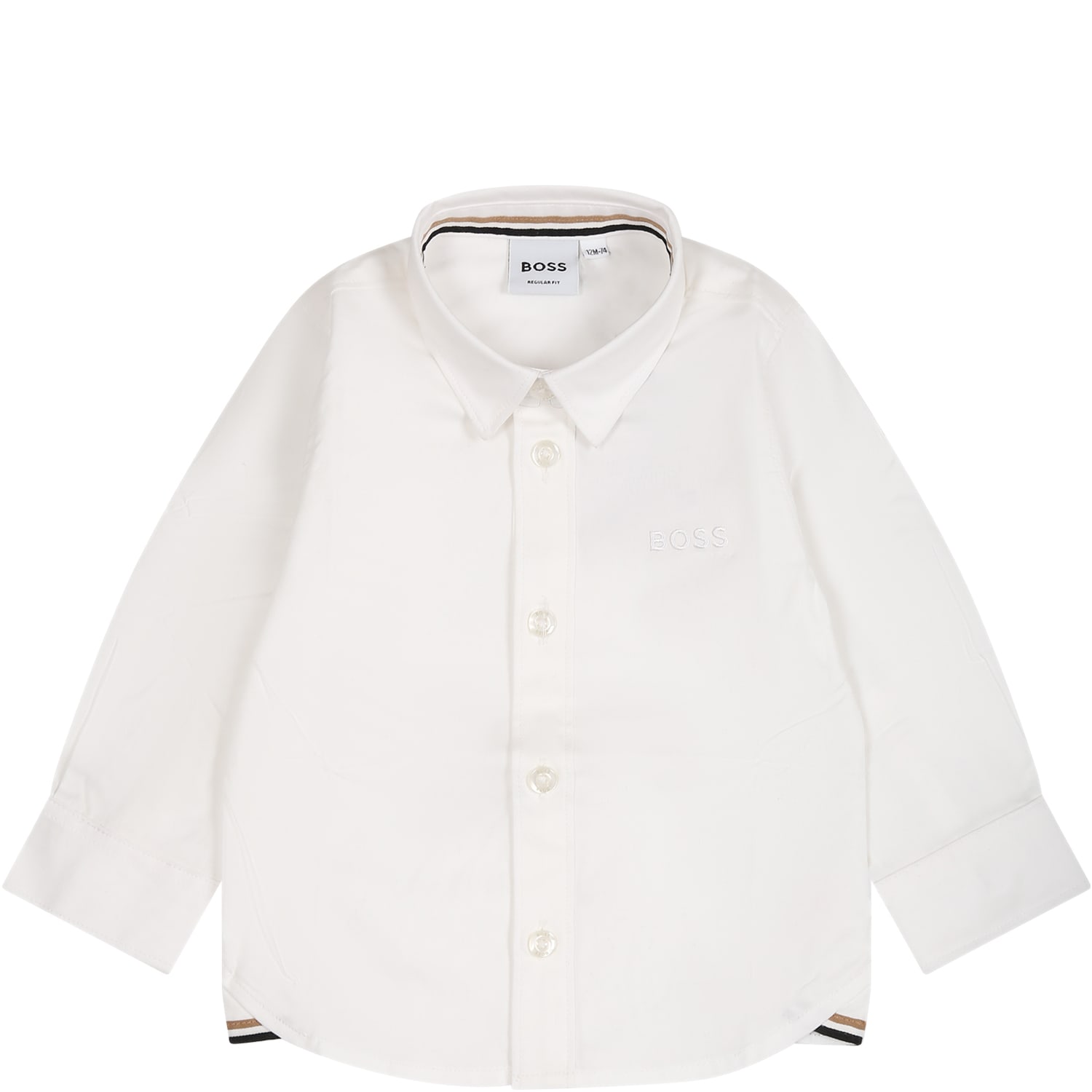 Hugo Boss White Shirt For Baby Boy With Logo