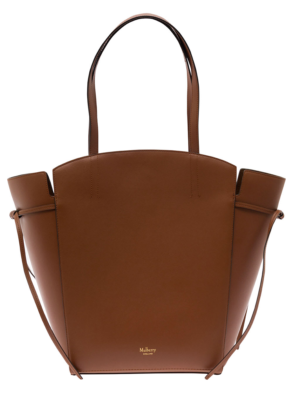 MULBERRY CLOVELLY BROWN SHOULDER BAG WITH LAMINATED LOGO IN SMOOTH LEATHER WOMAN