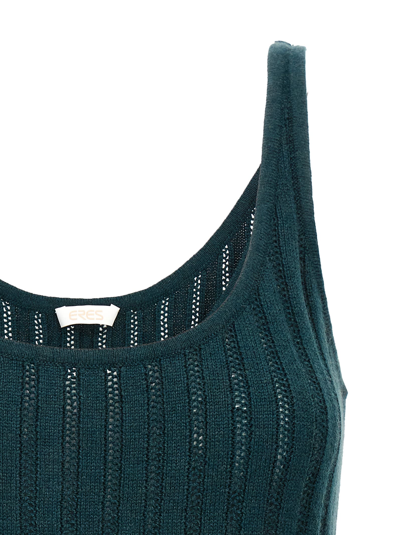 Eres 'knit Ribbed Scoop Neck Sleeveless Top' In Green
