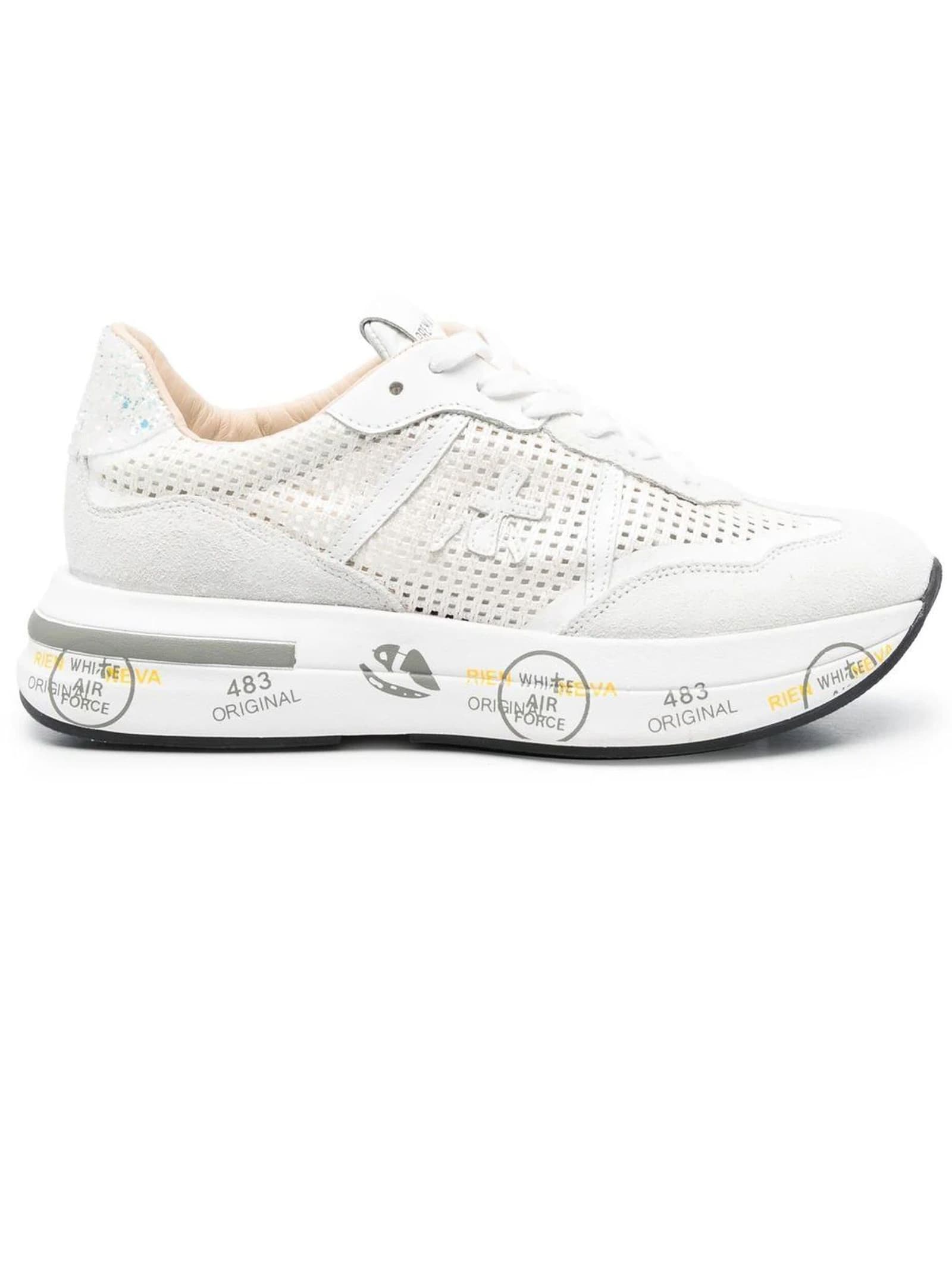 PREMIATA CASSIE WHITE LEATHER SNEAKERS