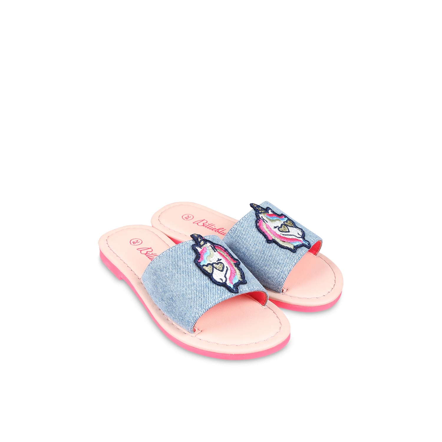Shop Billieblush Light Blue Slippers For Girl With Unicorn In Multicolor