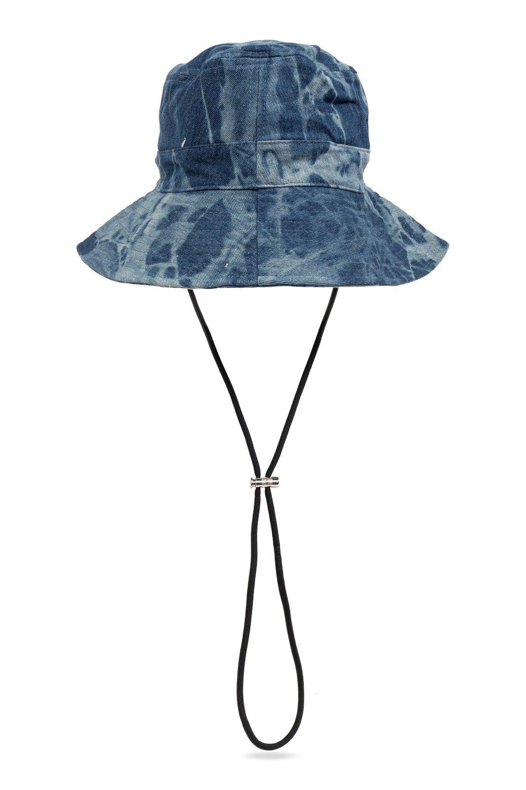GANNI DENIM HAT WITH DRAWSTRINGS