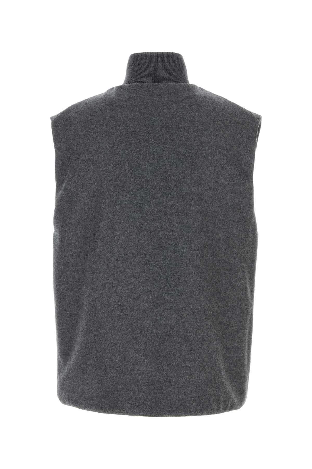 Jil Sander Sleeveless Wool Jacket With High Ribbed Collar In Gray
