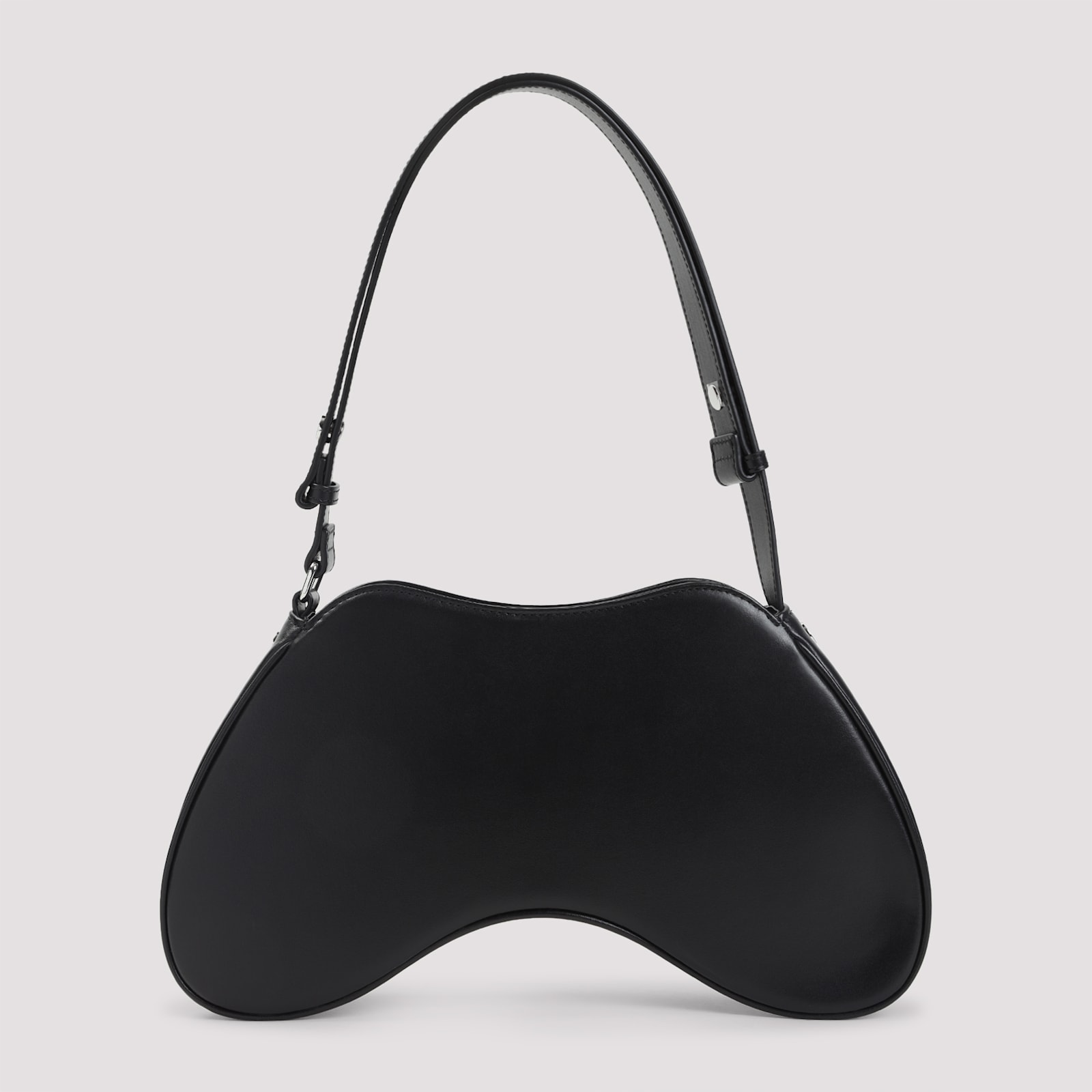 Diesel Play-semi Gloss Leather Shoulder Bag In Black