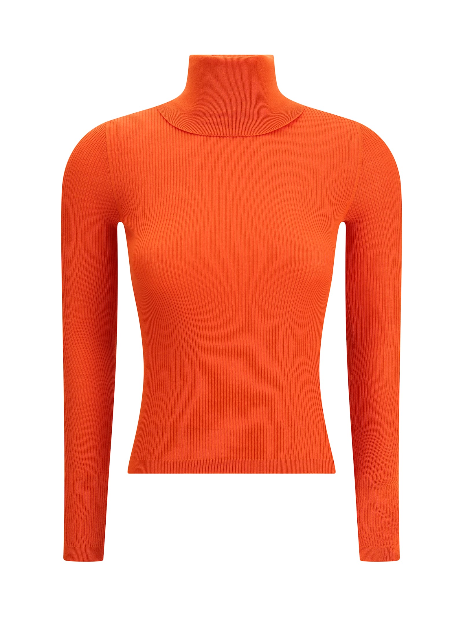 Saint Laurent Ribbed-knit Turtleneck Sweater In Orange