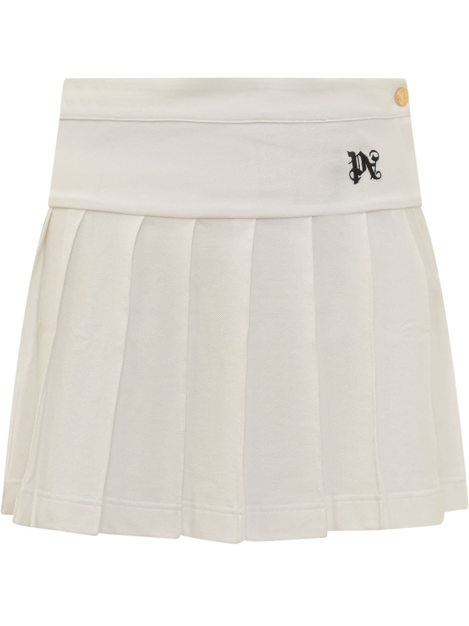Shop Palm Angels Miniskirt With Pa Monogram In Off White Black