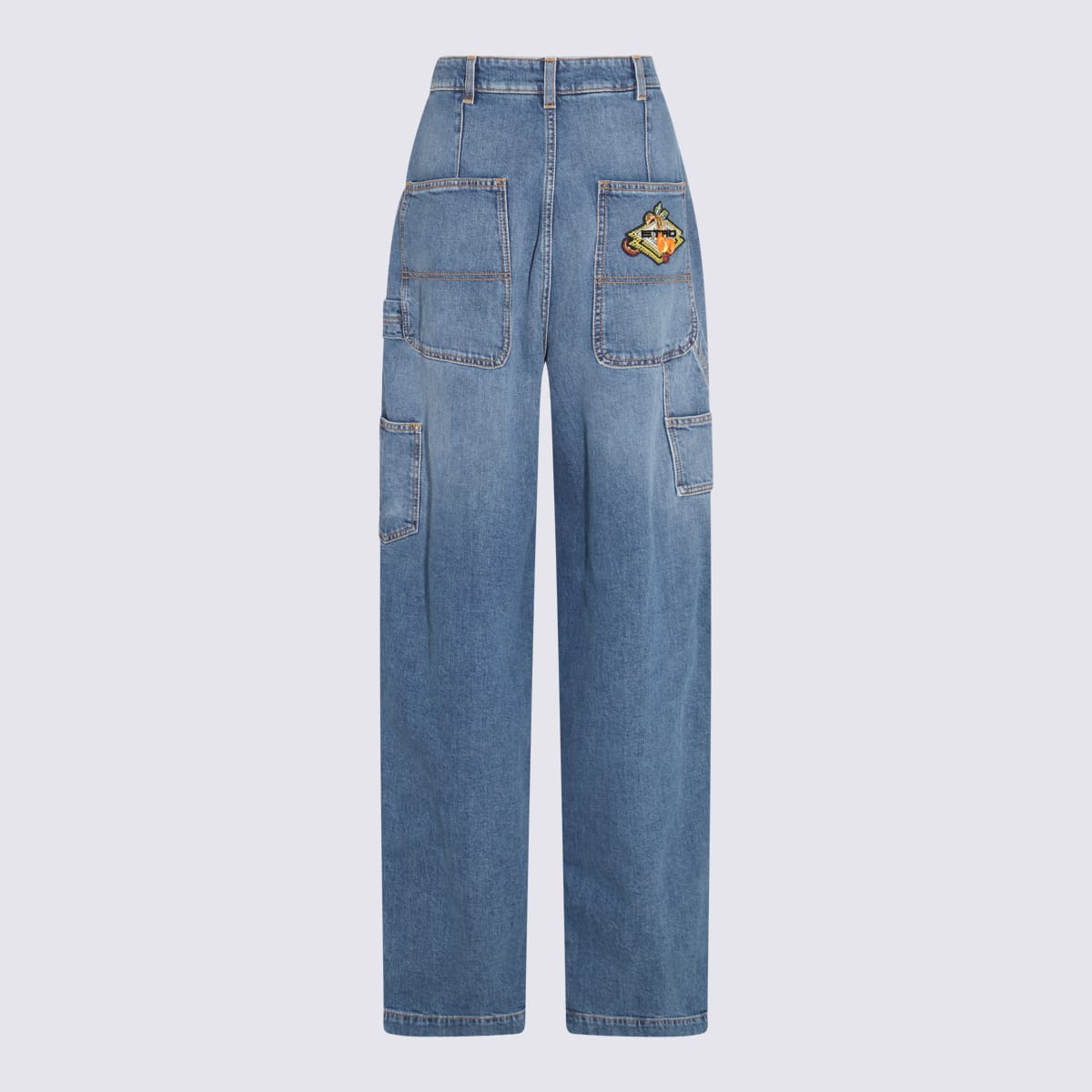 Shop Etro Blue Denim Cotton Jeans In Yellow